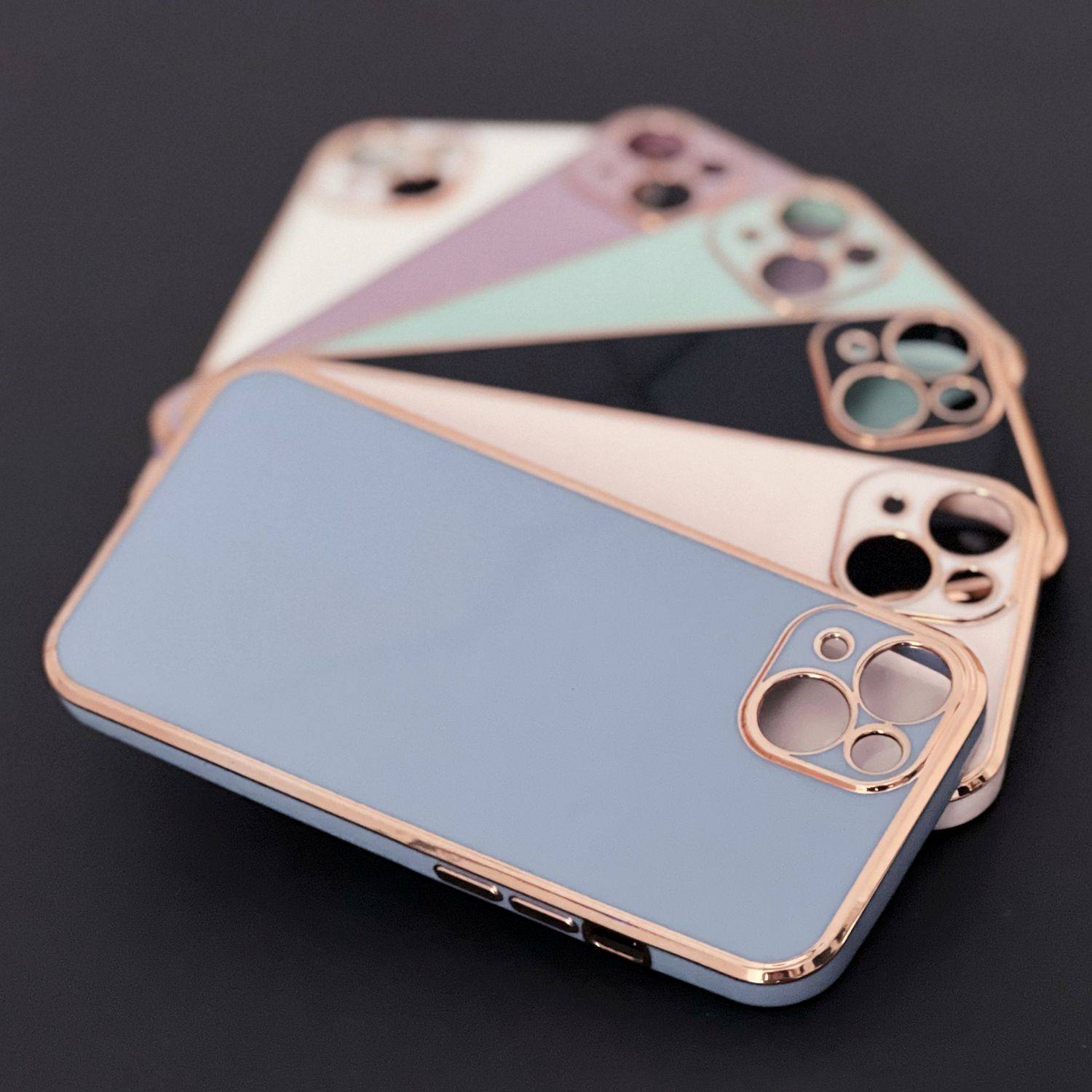 Lighting Color Case Schutz-Hülle mit Kameraabdeckung Schutz Rahmen kompatibel mit Samsung Galaxy A13 5G Lila-Gold
