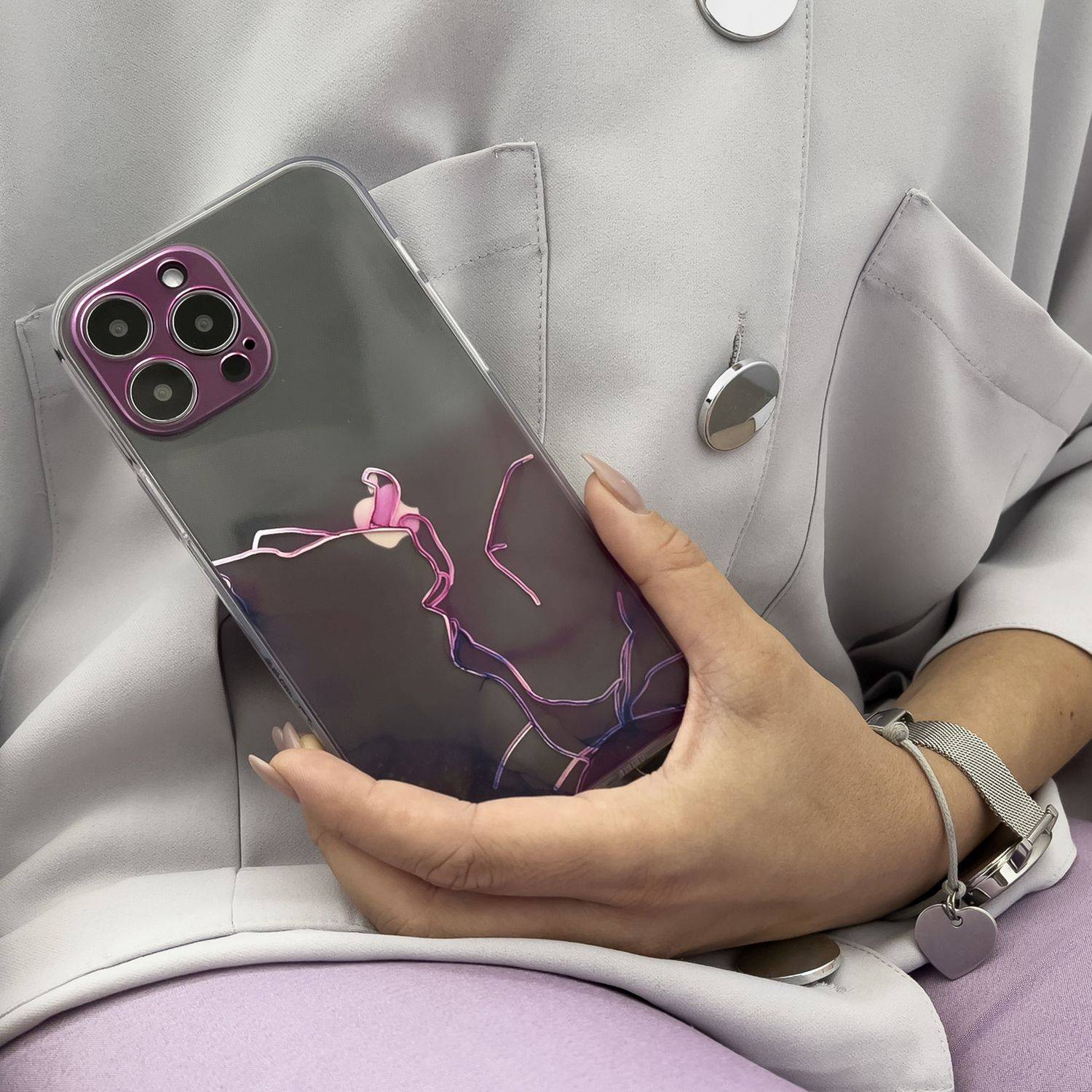 Design "Marble" Case Handy-Hülle Cover mit Marmormuster Kameraschutz kompatibel mit Samsung Galaxy A13 5G Pink