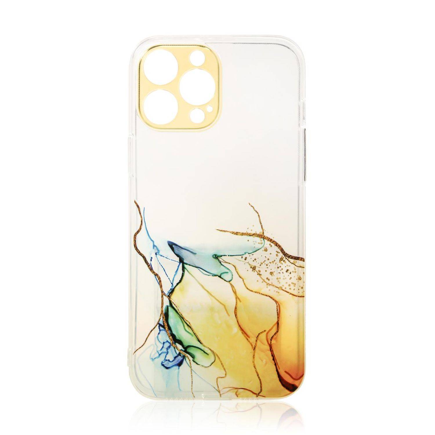 Design "Marble" Case Handy-Hülle Cover mit Marmormuster Kameraschutz kompatibel mit iPhone 13 Orange