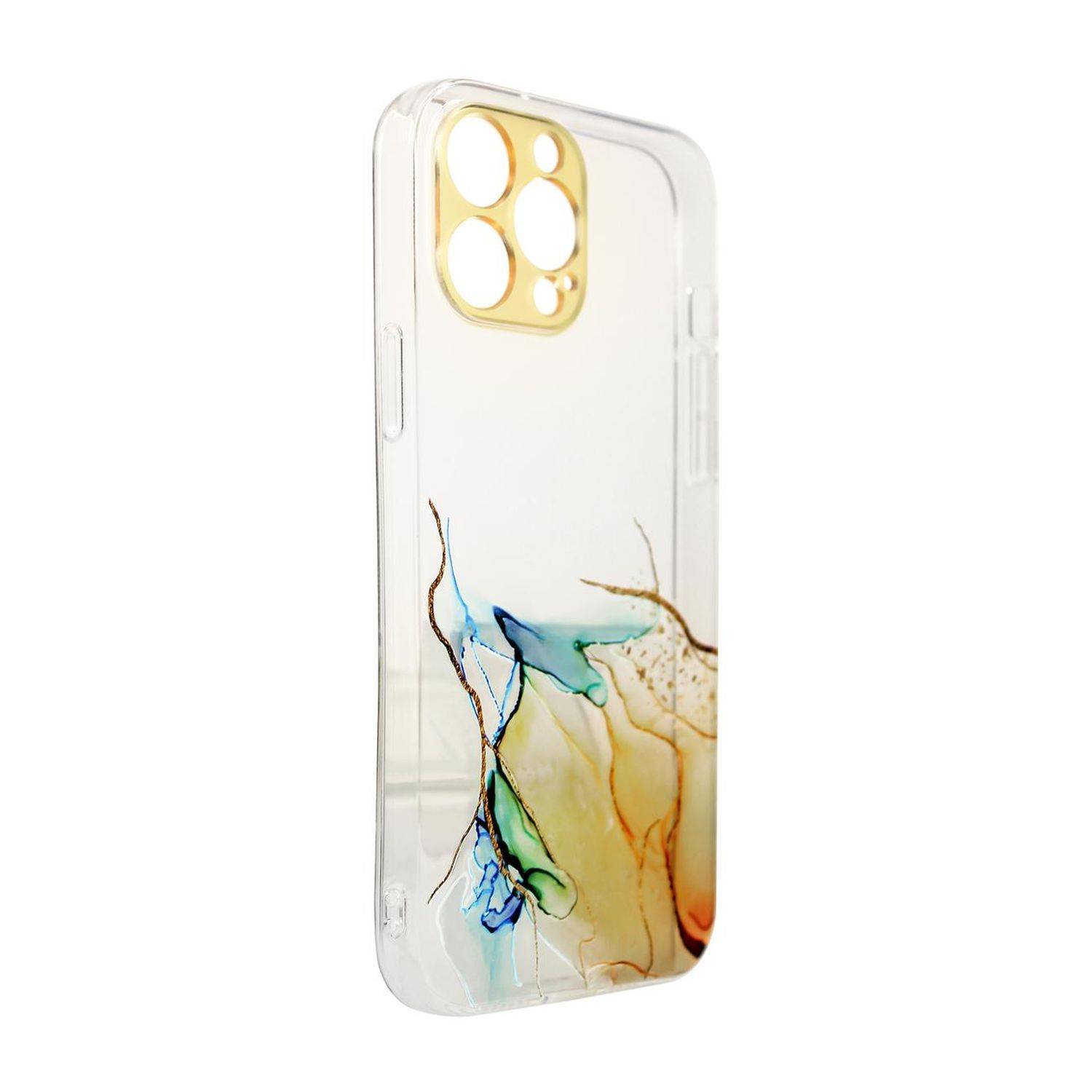 Design "Marble" Case Handy-Hülle Cover mit Marmormuster Kameraschutz kompatibel mit iPhone 13 Pro Orange