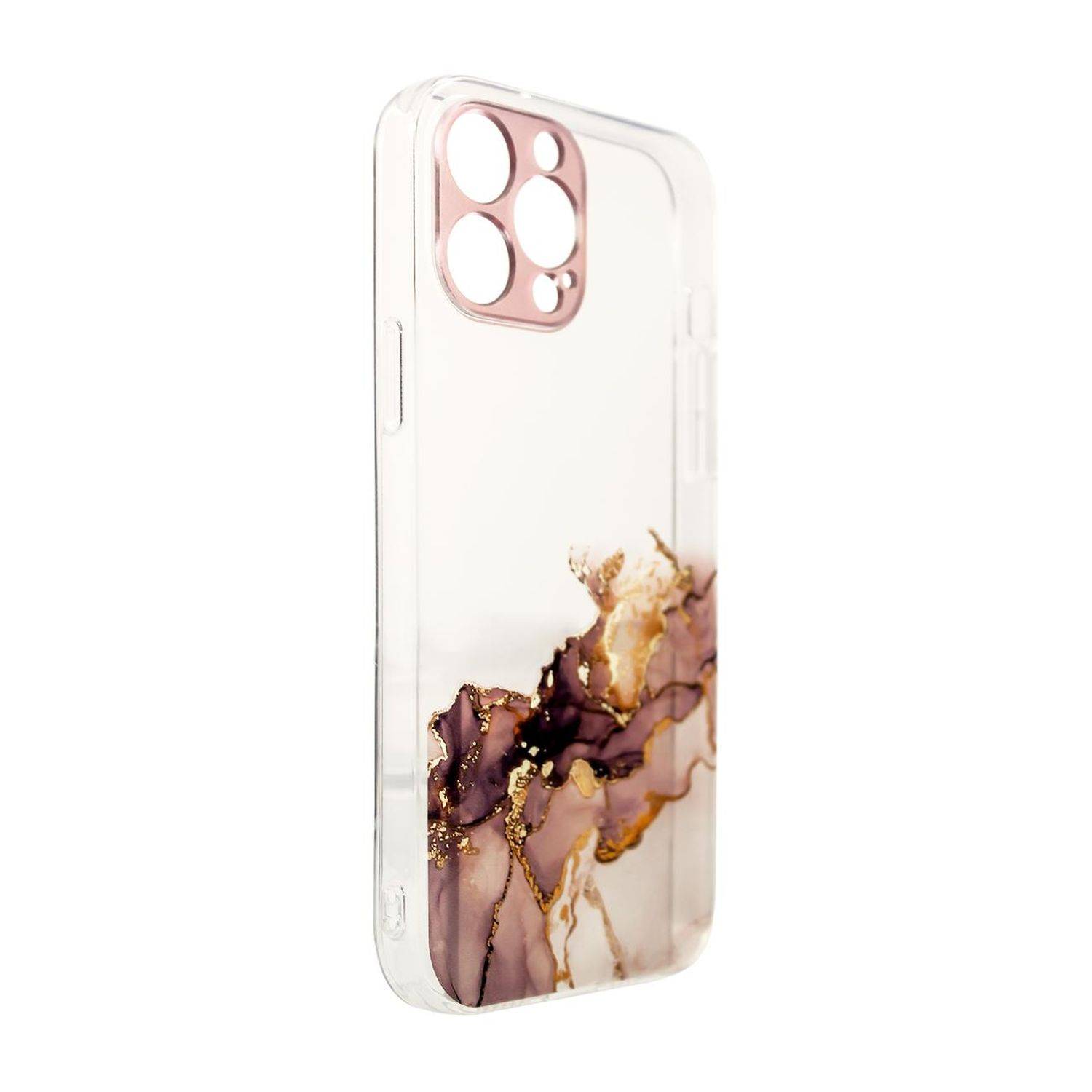 Design "Marble" Case Handy-Hülle Cover mit Marmormuster Kameraschutz kompatibel mit iPhone 13 Pro Max Braun