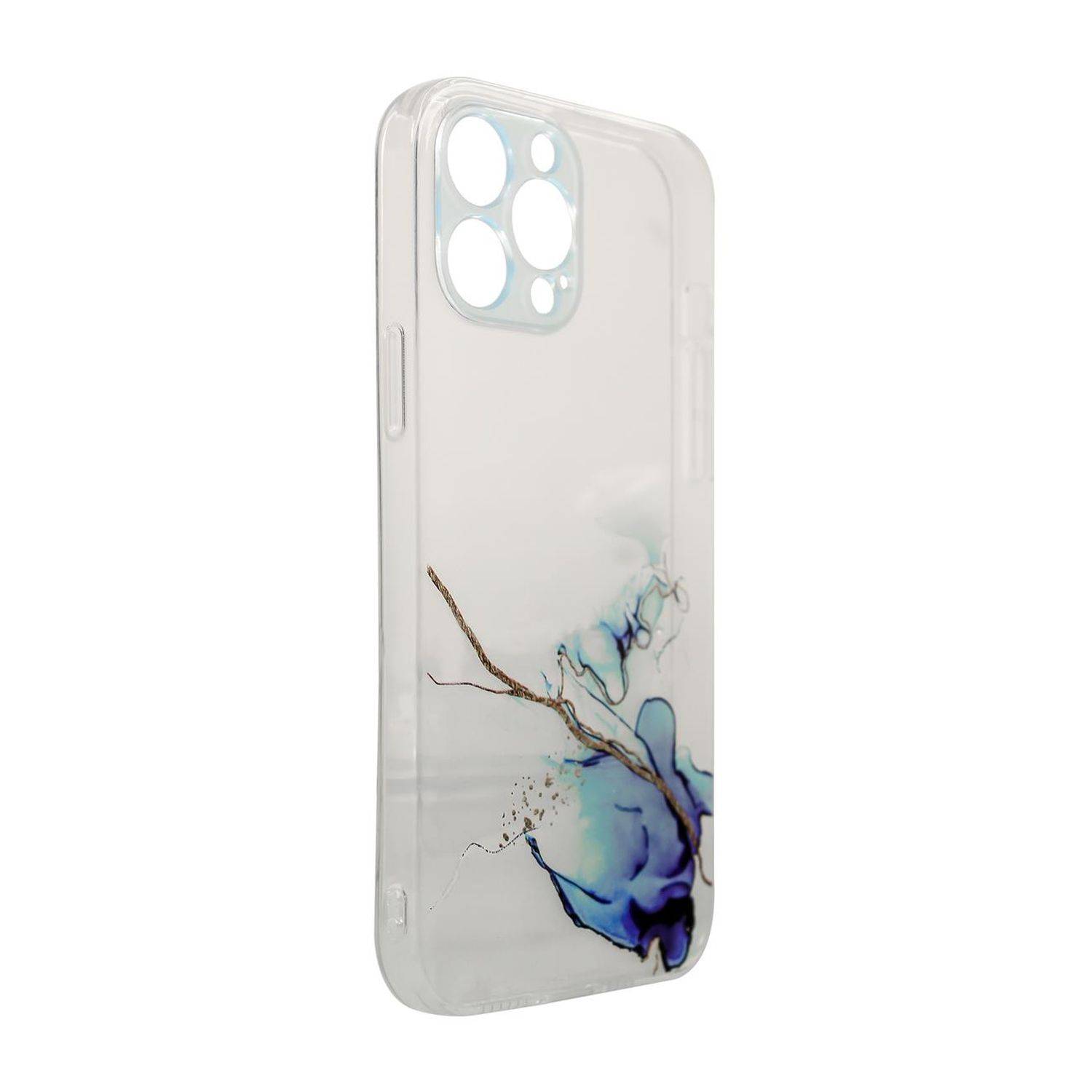 Design "Marble" Case Handy-Hülle Cover mit Marmormuster Kameraschutz kompatibel mit iPhone 13 Blau