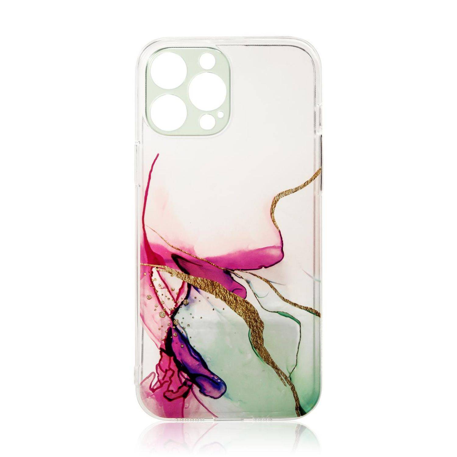 Design "Marble" Case Handy-Hülle Cover mit Marmormuster Kameraschutz kompatibel mit iPhone 13 Pro Minze