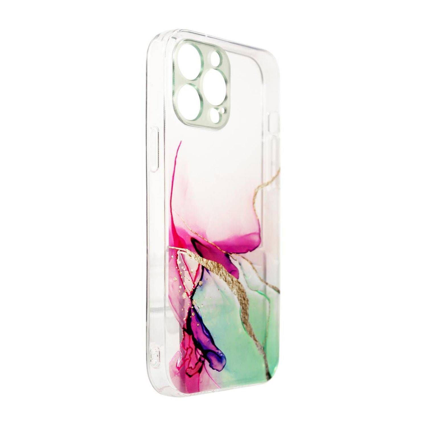 Design "Marble" Case Handy-Hülle Cover mit Marmormuster Kameraschutz kompatibel mit iPhone 13 Pro Minze