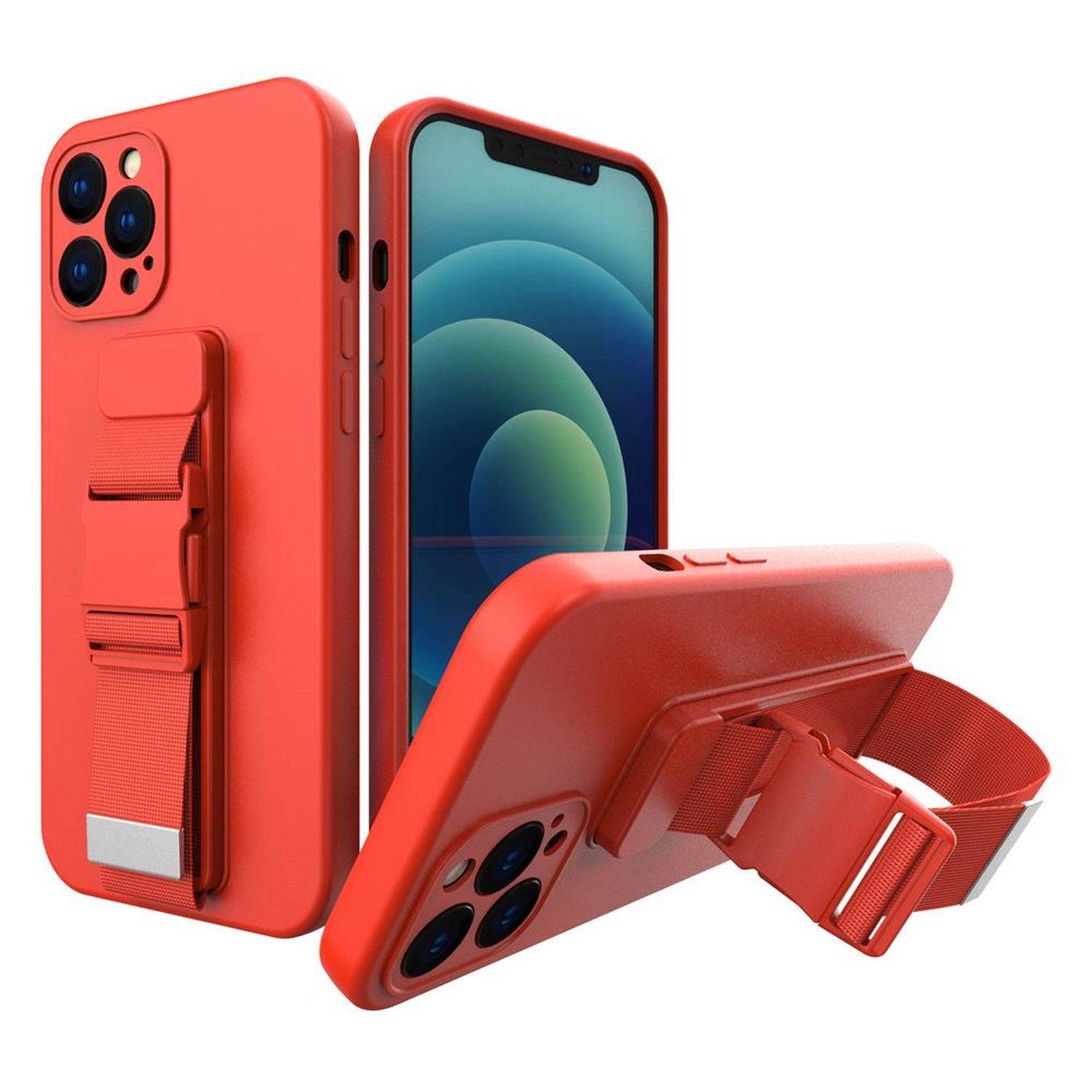 Rope Case Handy Hülle mit Lanyard Umhängen Sport Handykette Bauch Arm kompatibel mit Samsung Galaxy A73 5G Rot