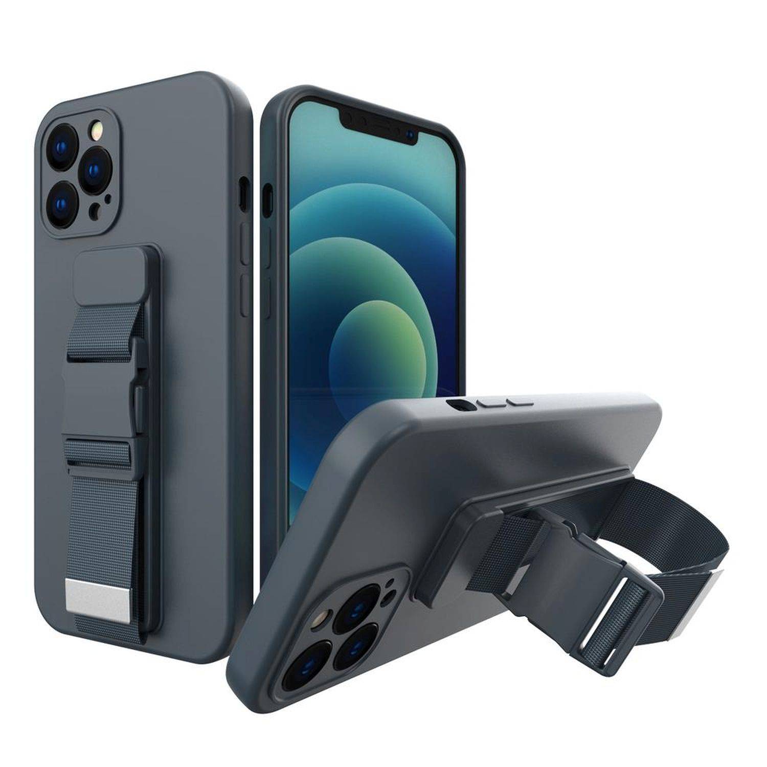 Rope Case Handy Hülle mit Lanyard Umhängen Sport Handykette Bauch Arm kompatibel mit Samsung Galaxy A53 5G Dunkelblau