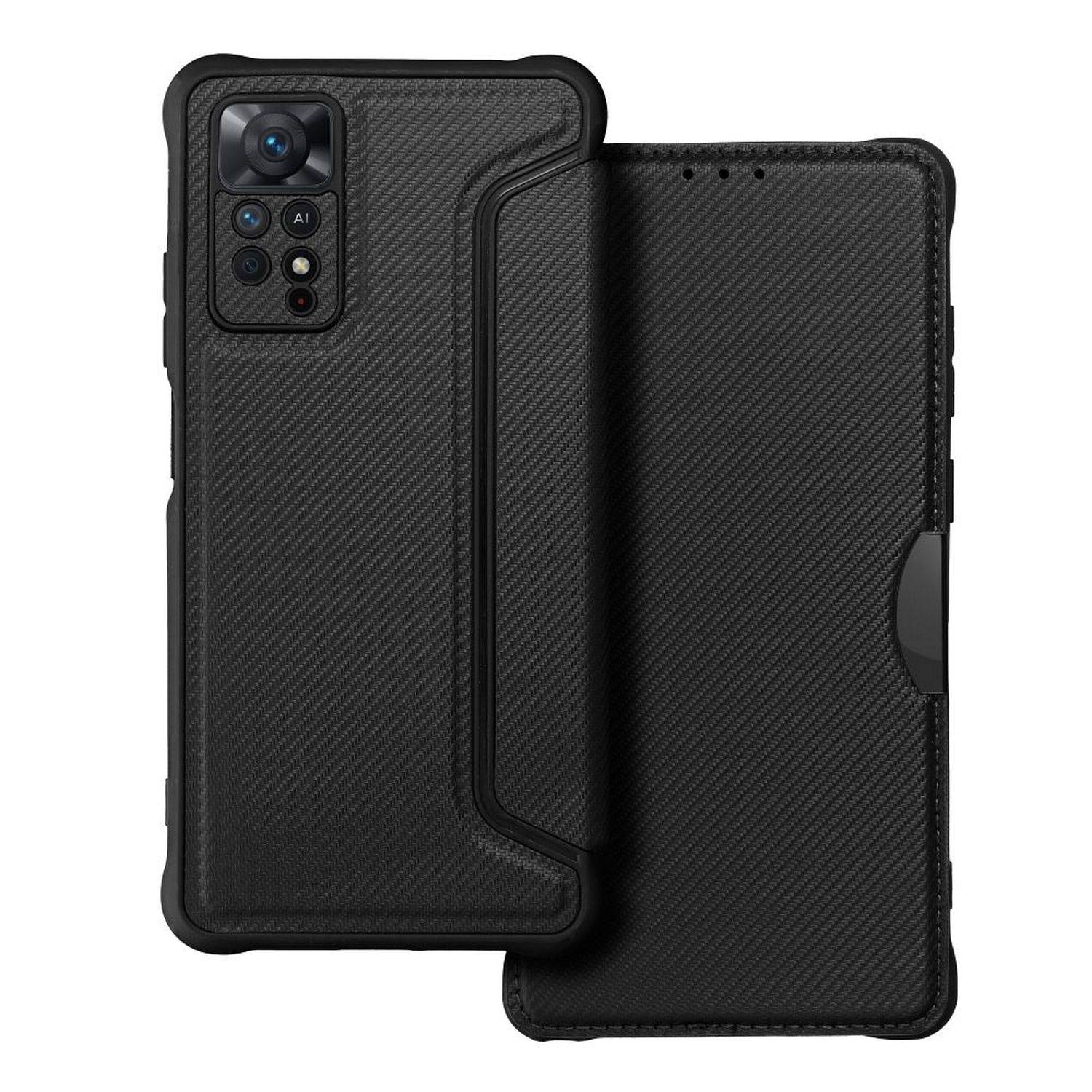 Handy Tasche "Razor" Buchtasche Hülle Magnet Carbon-Cover Kameraschutz kompatibel mit Samsung Galaxy A13 4G Schwarz