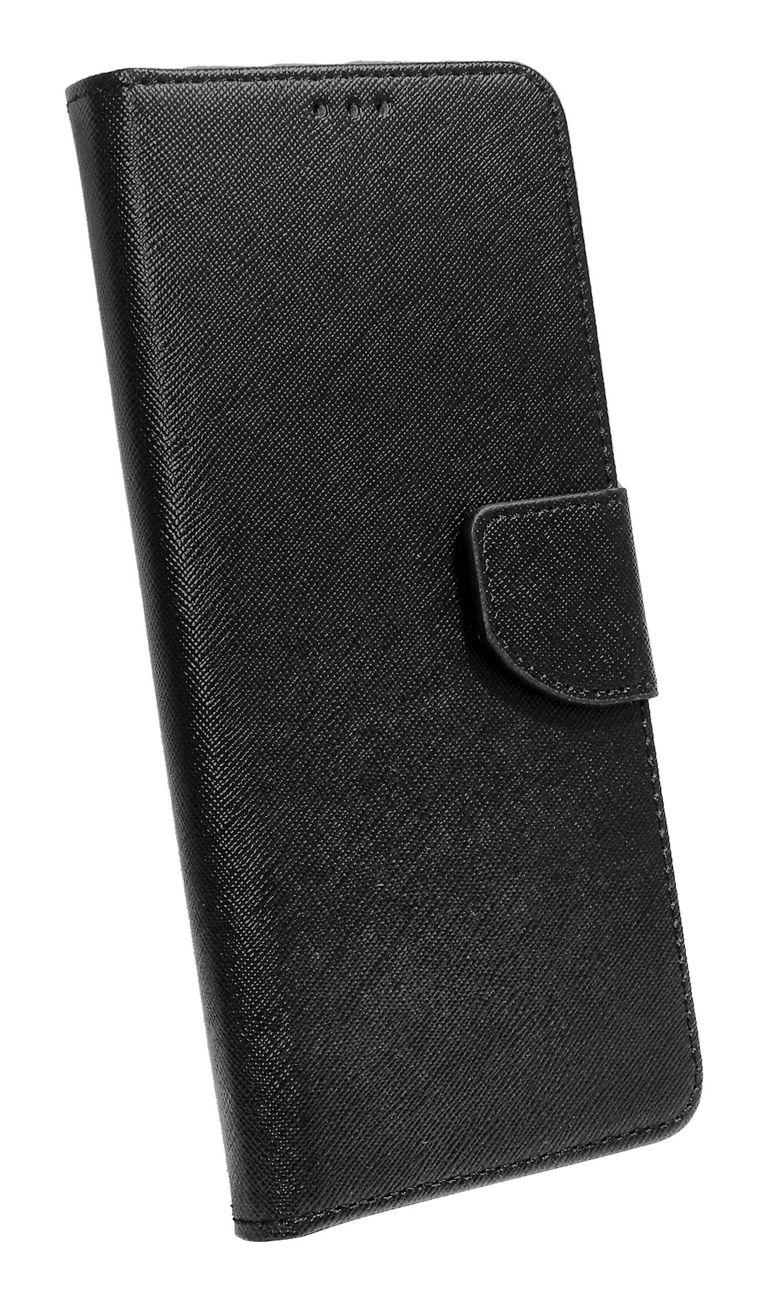 Buch Tasche "Fancy" kompatibel mit MOTOROLA MOTO G71 5G Handy Hülle Etui Brieftasche Schutzhülle mit Standfunktion, Kartenfach Schwarz