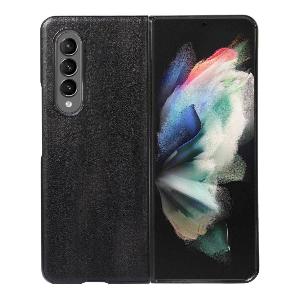 Für Samsung Galaxy Z Fold4 5G Kunstleder / Kunststoff Handy Tasche Hülle Etuis Schwarz
