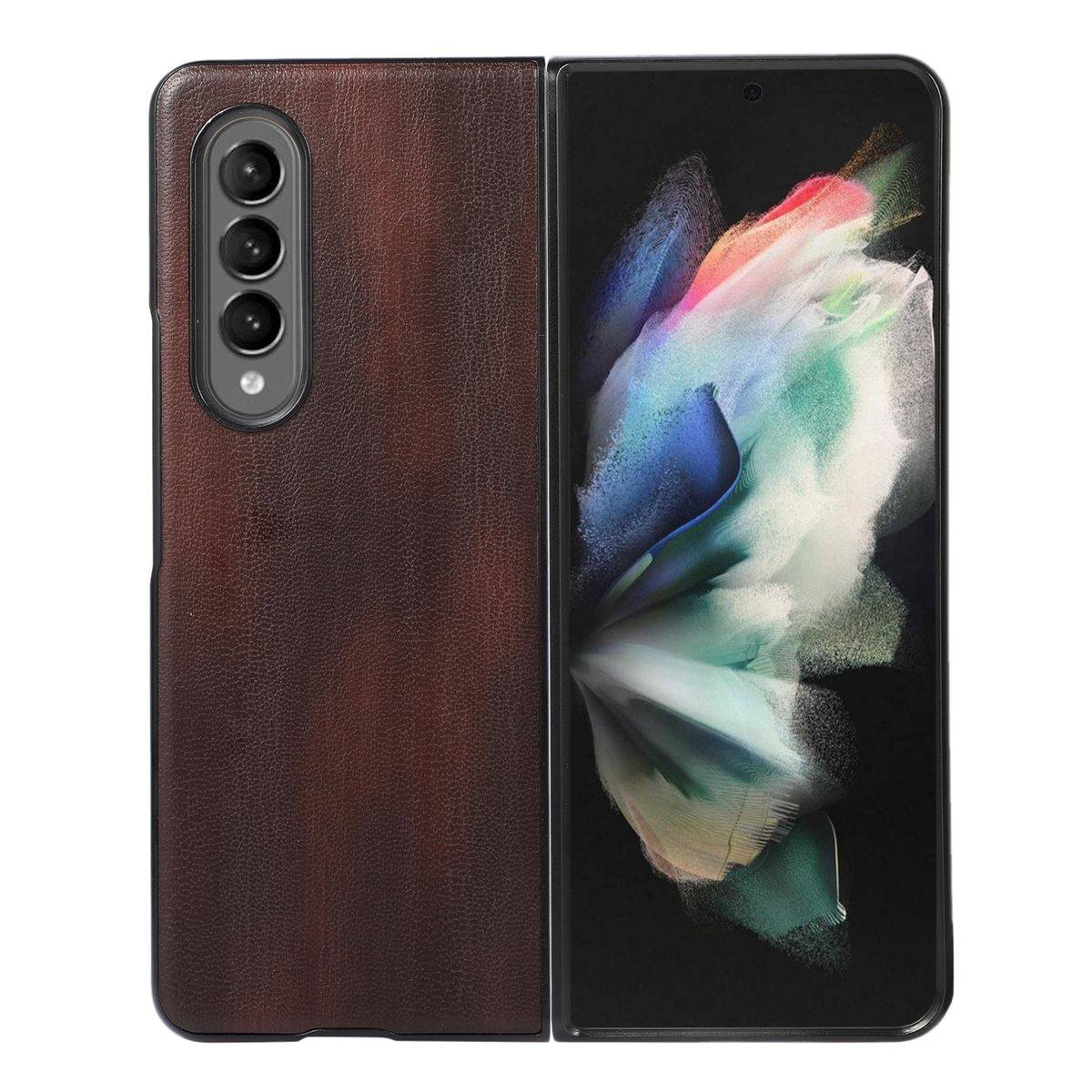 Für Samsung Galaxy Z Fold4 5G Kunstleder / Kunststoff Handy Tasche Hülle Etuis Coffee