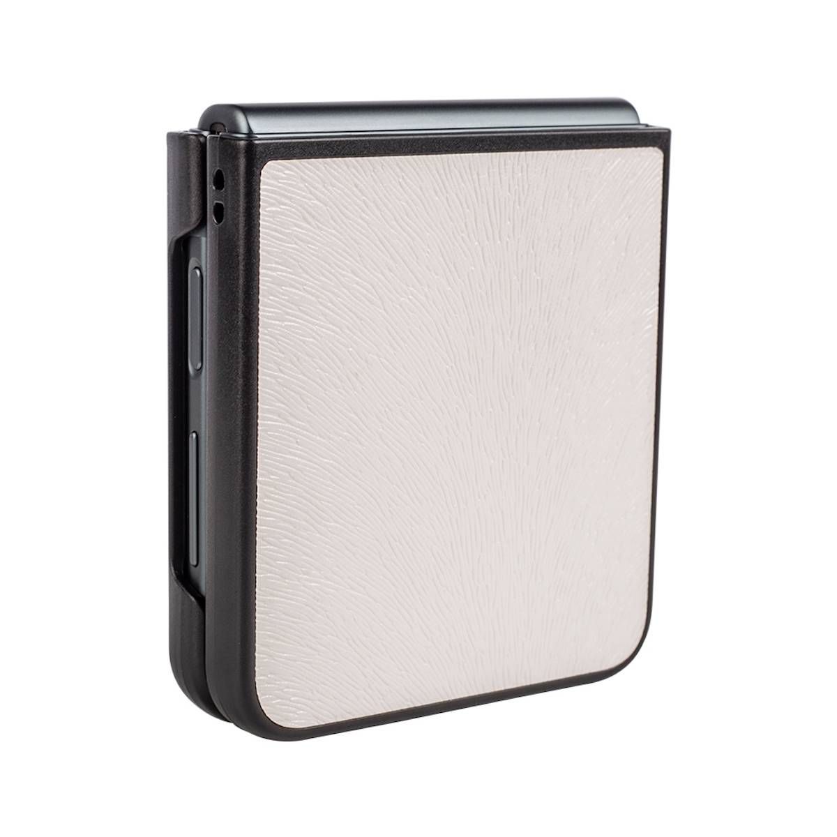 Für Samsung Galaxy Z Flip4 5G Kunstleder / Kunststoff Handy Tasche Hülle Etuis Weiß