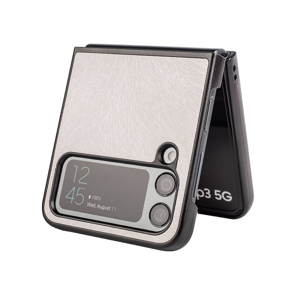 Für Samsung Galaxy Z Flip4 5G Kunstleder / Kunststoff Handy Tasche Hülle Etuis Weiß