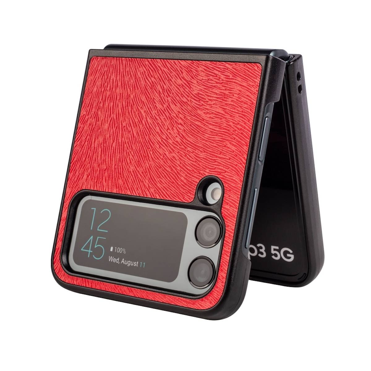 Für Samsung Galaxy Z Flip4 5G Kunstleder / Kunststoff Handy Tasche Hülle Etuis Rot