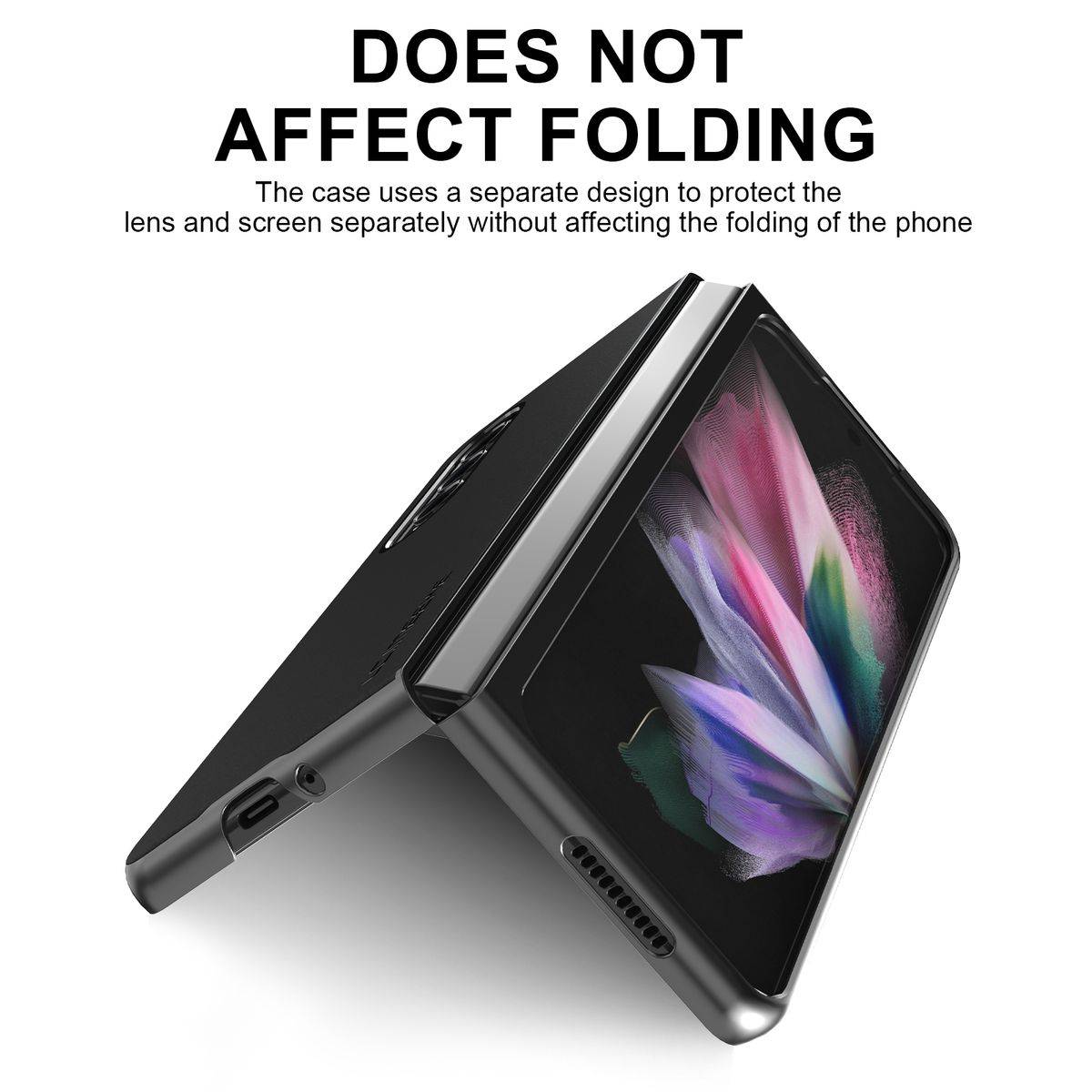Für Samsung Galaxy Z Fold4 5G Kunstleder / Kunststoff Handy Tasche Hülle Etuis Schwarz