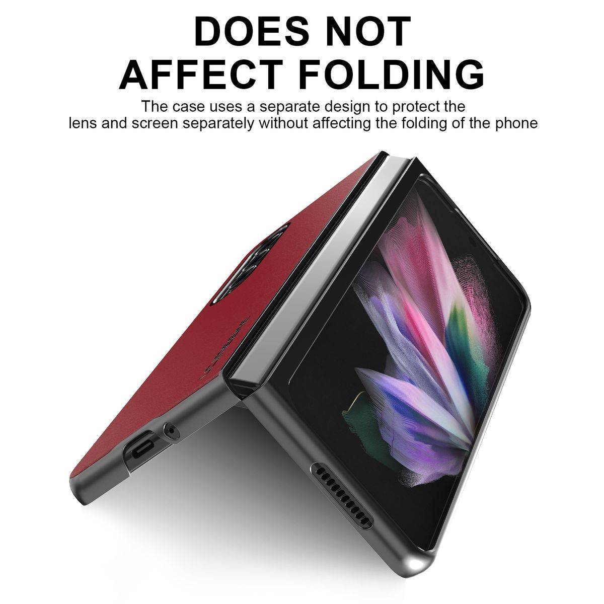 Für Samsung Galaxy Z Fold4 5G Kunstleder / Kunststoff Handy Tasche Hülle Etuis Rot