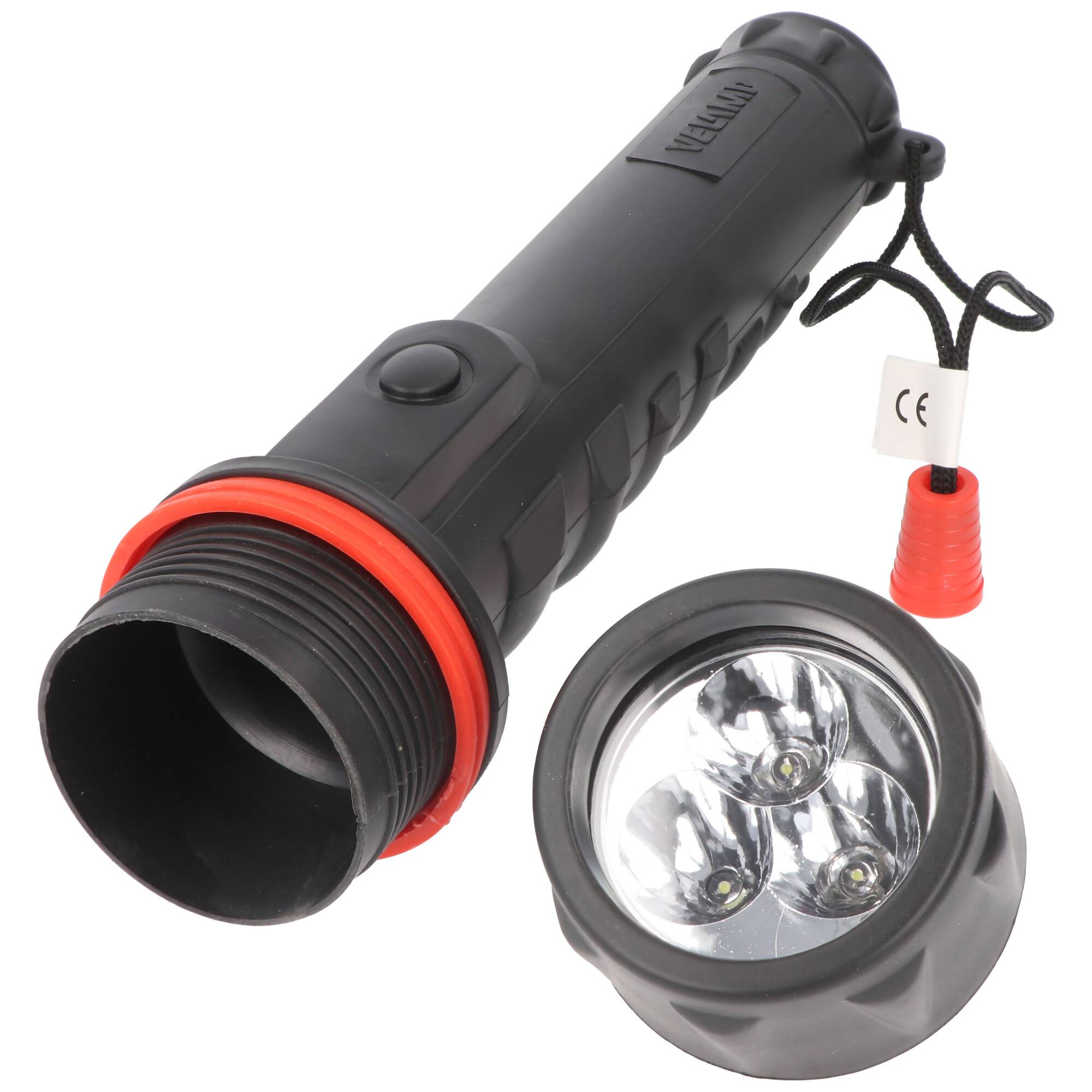 Velamp LED Gummi-Taschenlampe, 3 LEDs, wasserdicht, mit Handschlaufe, Lieferung ohne Batterien