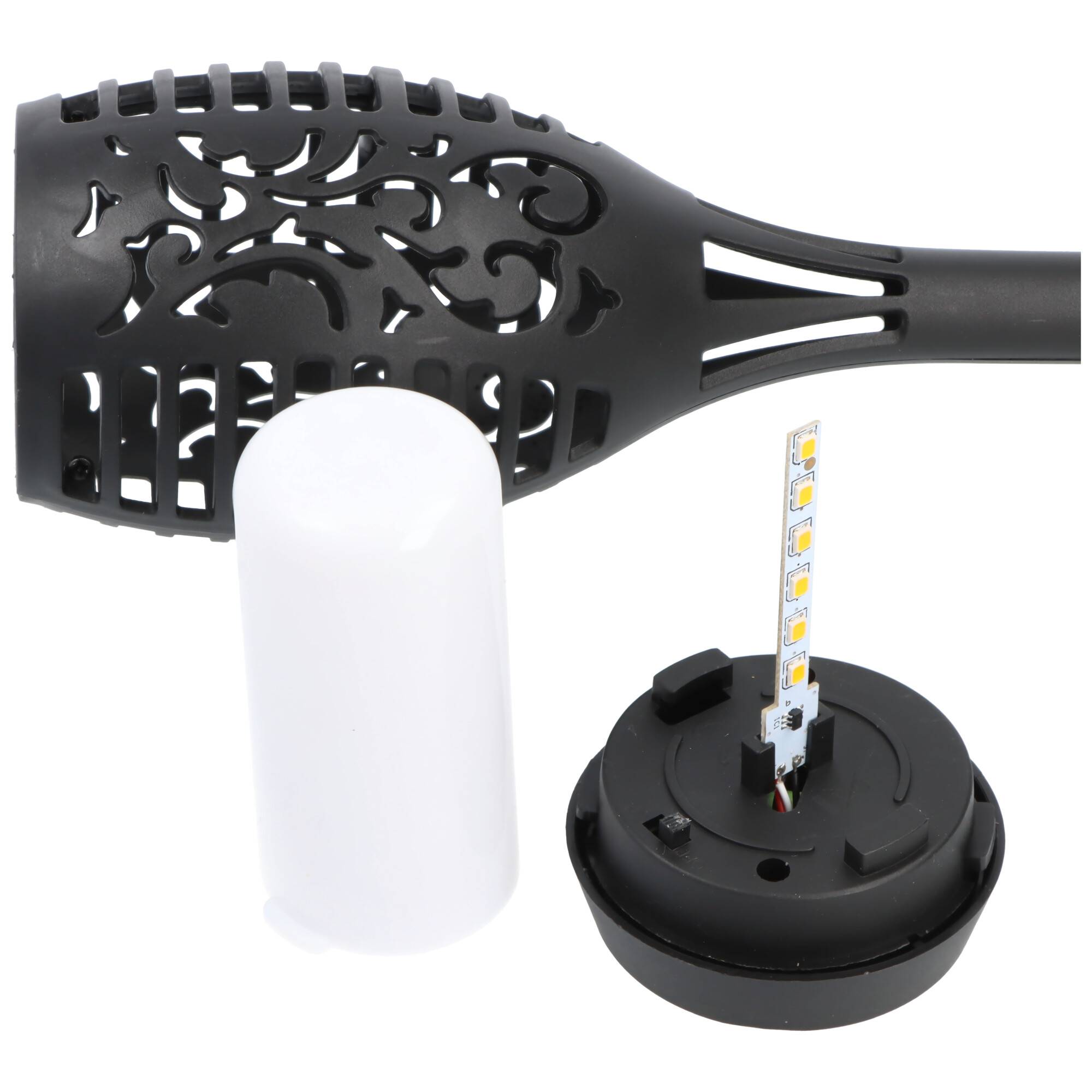 Velamp OLYMPIA, Solar-Gartenpfahl 51cm mit Flammen-Effekt, solarbetriebene LED-Leuchte