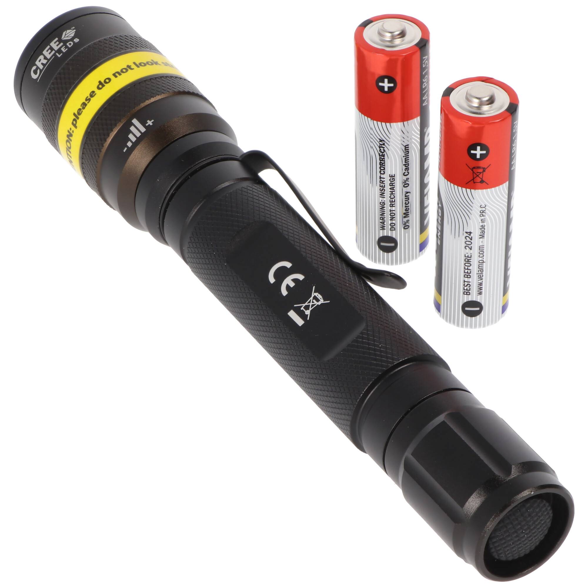 Velamp KOST, taktische Taschenlampe, CREE XPE-R3 LED, fokussierbar, extrem leicht, 140 Lumen, inklusive Batterien