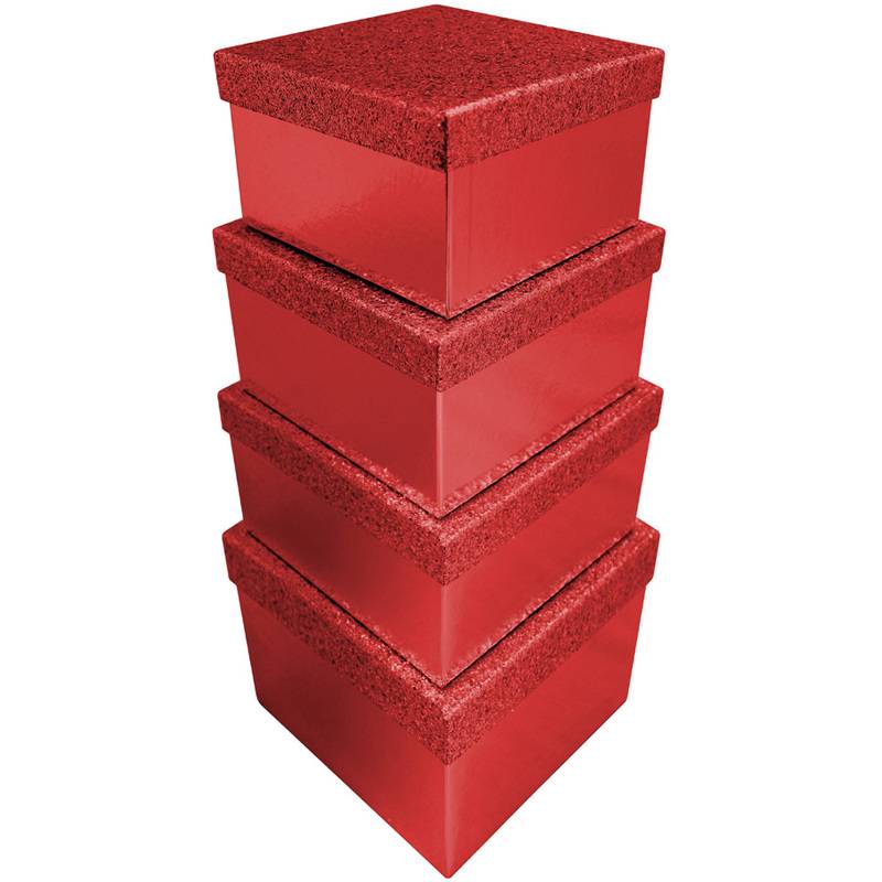 Clairefontaine Geschenkboxen-Set "Glitter rot", 4-teilig
