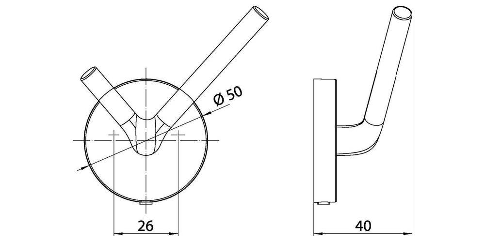 EMCO Doppelhaken ROUND 40mm chrom