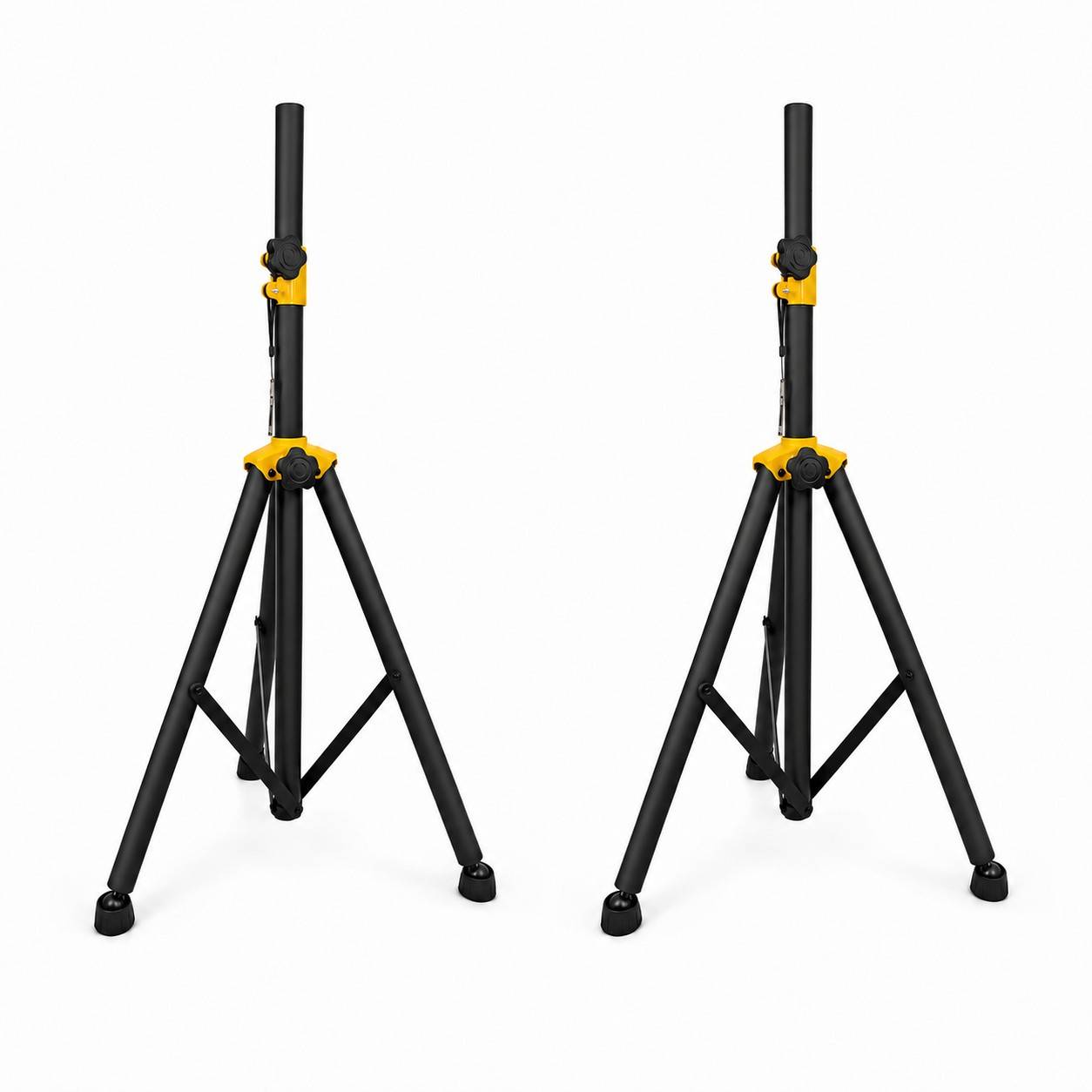 PremiumX 2er Set Lautsprecherstativ 105–165 cm, 2x Boxenstativ aus Stahl bis 50 kg, höhenverstellbares PA Stativ mit 35 mm Aufnahme, Sicherungspin