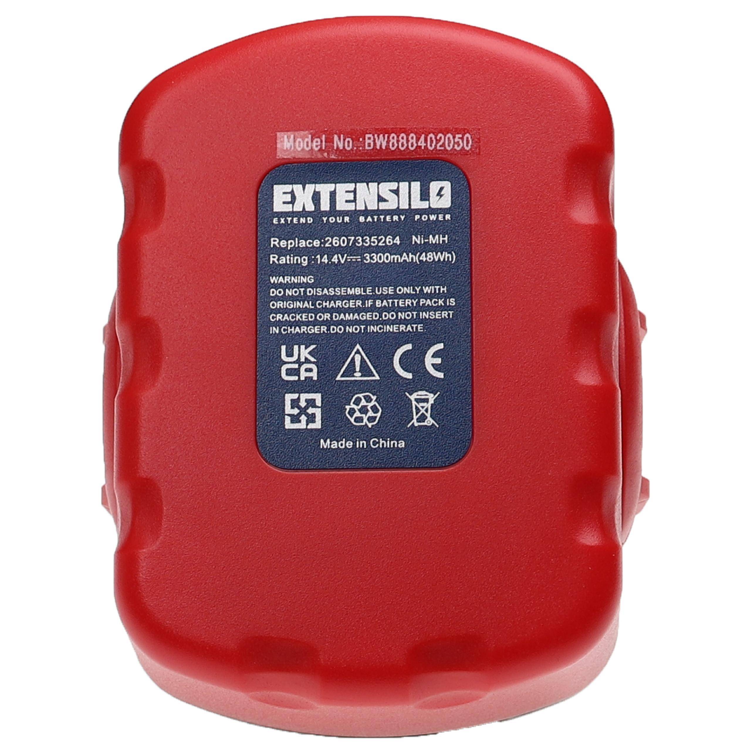 EXTENSILO 2x Akku kompatibel mit Bosch GWS 14.4VH, GWS 14.4V, GWS 14.4V/3B, GSR 14.4V-2B, GST 14.4V Werkzeug (3300 mAh, NiMH, 14,4 V)