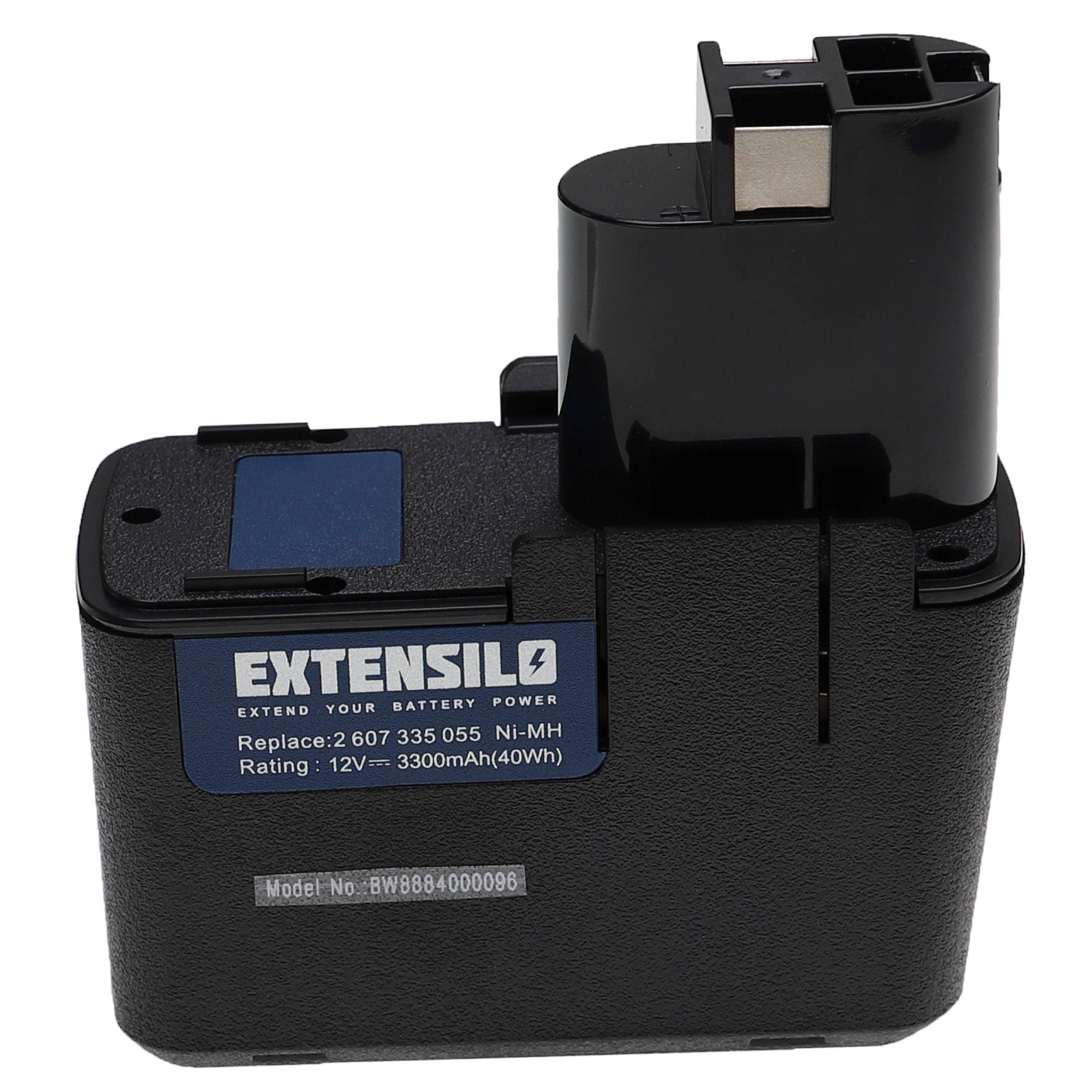 EXTENSILO 3x Akku Ersatz für Bosch 2 607 335 250, 2 607 335 244, 2 607 335 243, 2 607 335 185 für Werkzeug (3300 mAh, NiMH, 12 V)