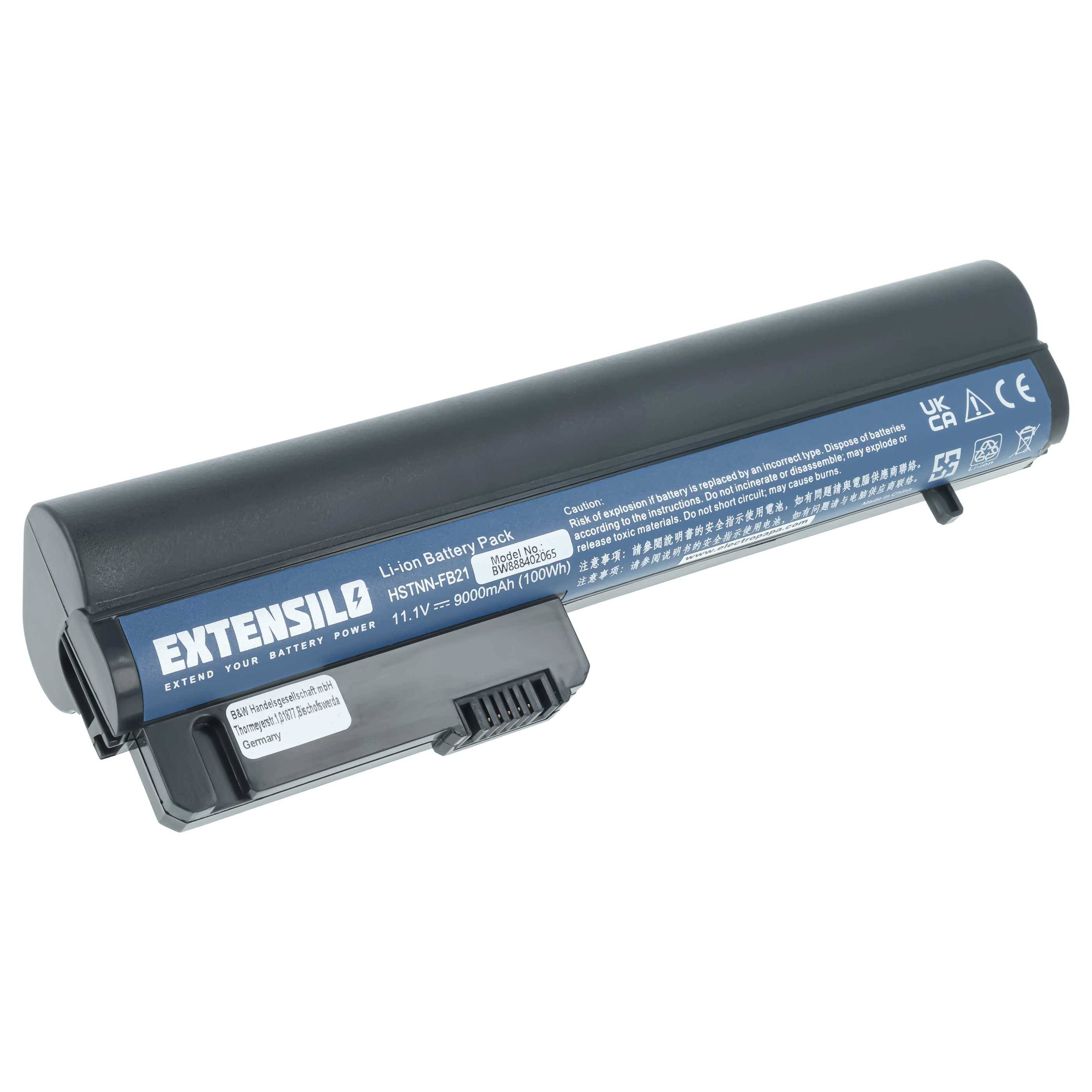 EXTENSILO Akku kompatibel mit HP EliteBook 2540p, 2530p Notebook (9000 mAh, 11,1 V, Li-Ion)