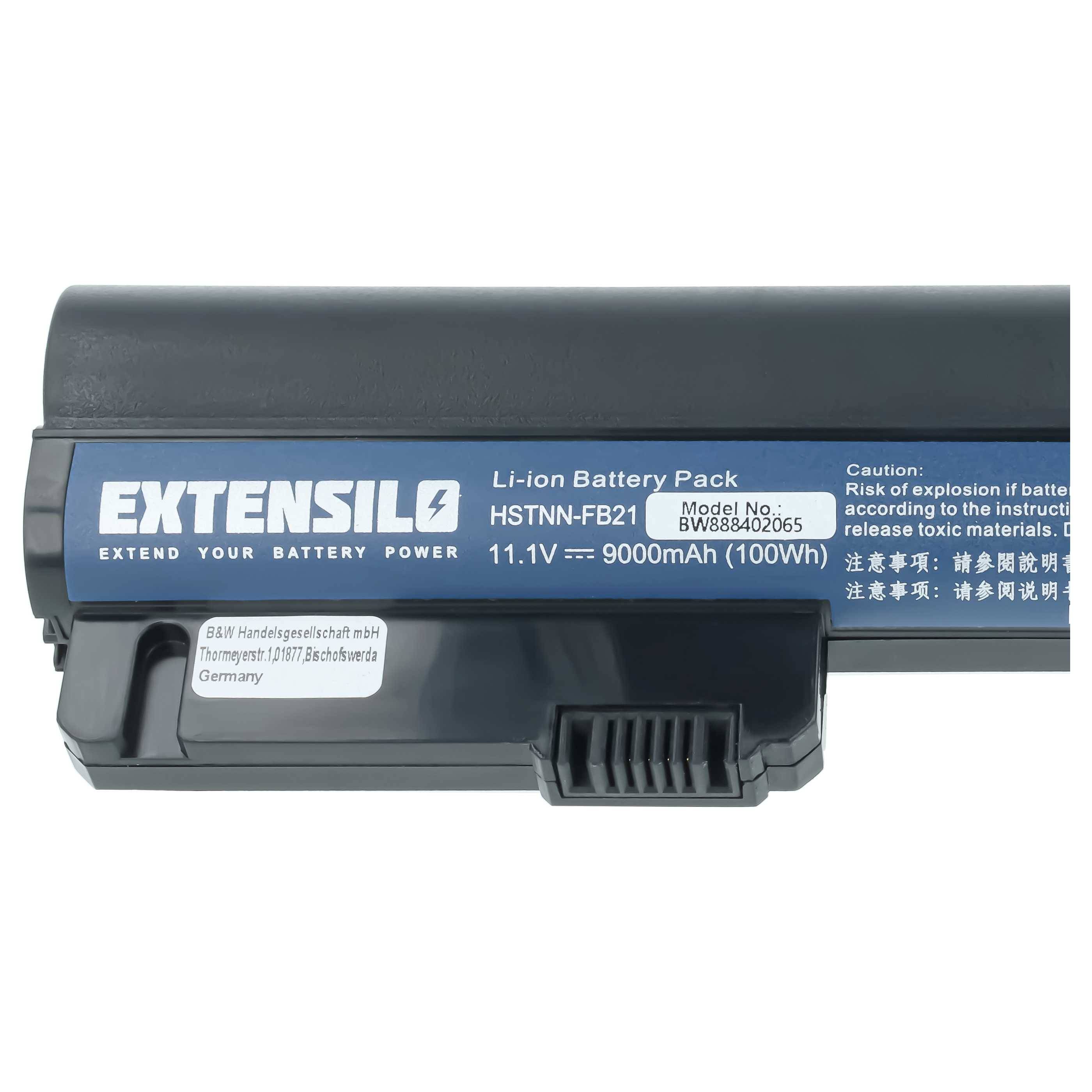 EXTENSILO Akku kompatibel mit HP EliteBook 2540p, 2530p Notebook (9000 mAh, 11,1 V, Li-Ion)