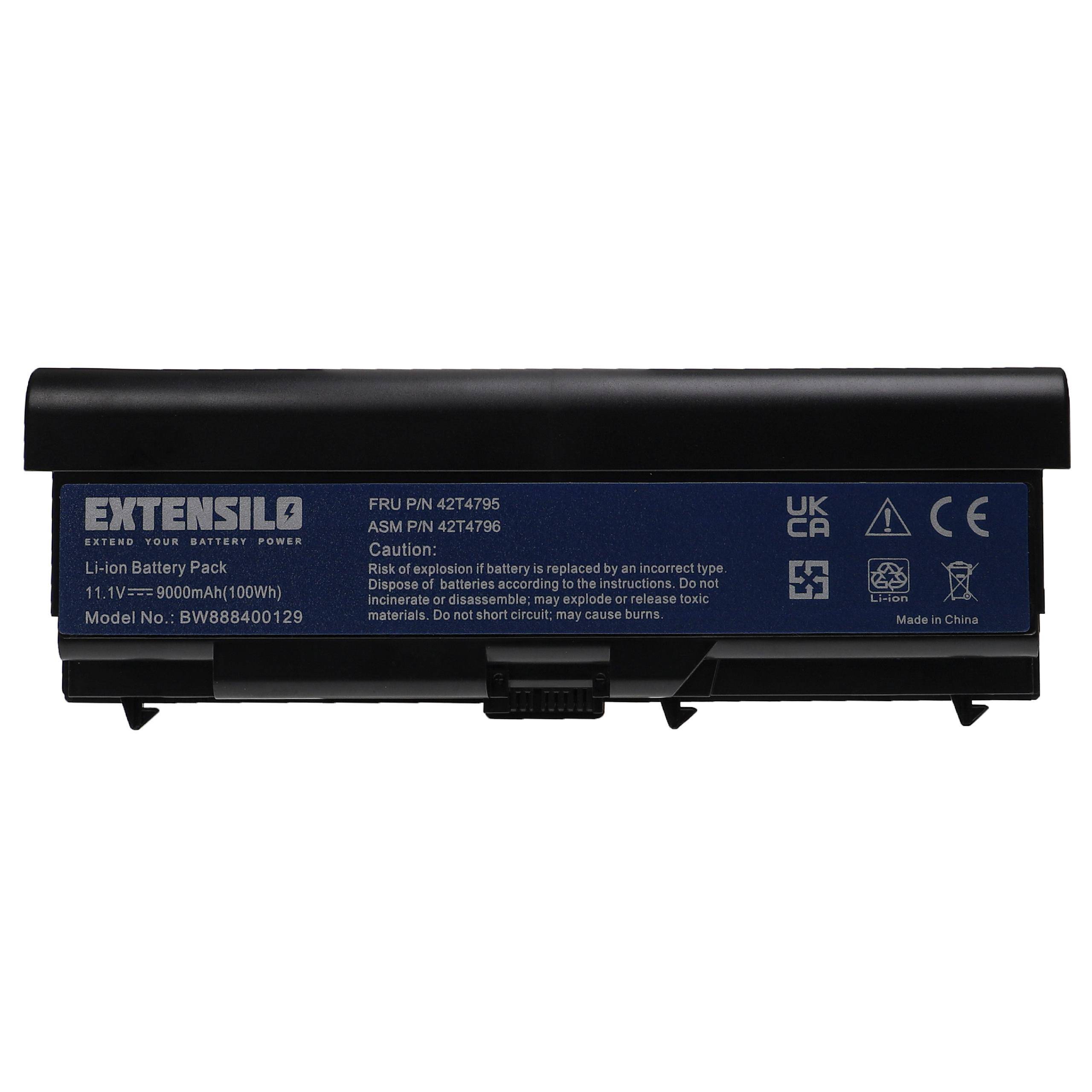 EXTENSILO Akku Ersatz für Lenovo FRU 42T4799, FRU 42T4793, FRU 42T4795, FRU 42T4797 für Notebook (9000 mAh, 11,1 V, Li-Ion)