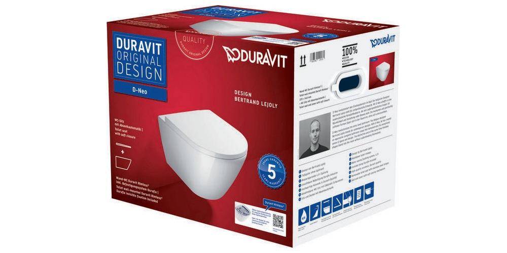Duravit Wand-WC-Set D-NEO tief rim. mit WC-Sitz inkl. Durafix weiß