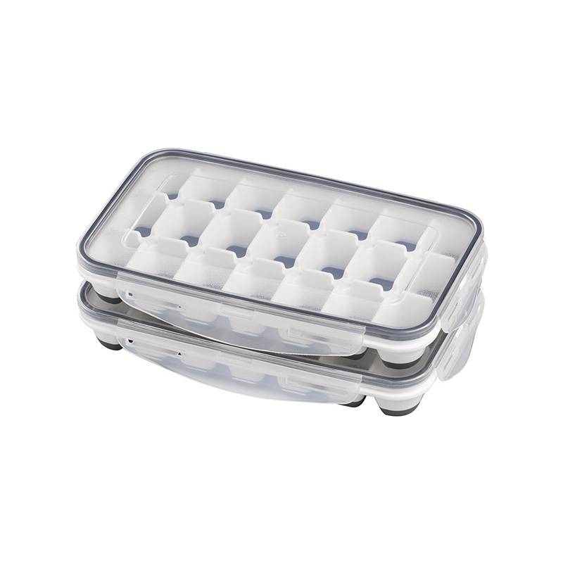 APS Eiswürfeldose mit Deckel, transparent / grau, 2er Set