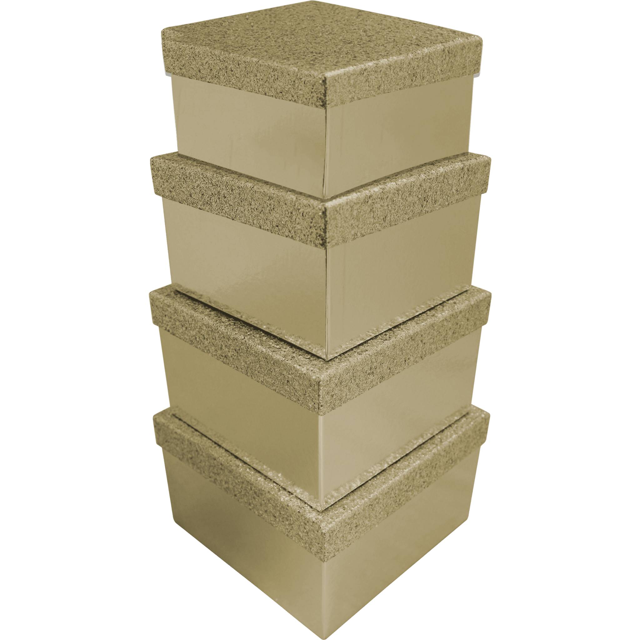 Clairefontaine Set, 4 viereckige Geschenkschachteln, Glitzer Gold X-31052-BXC