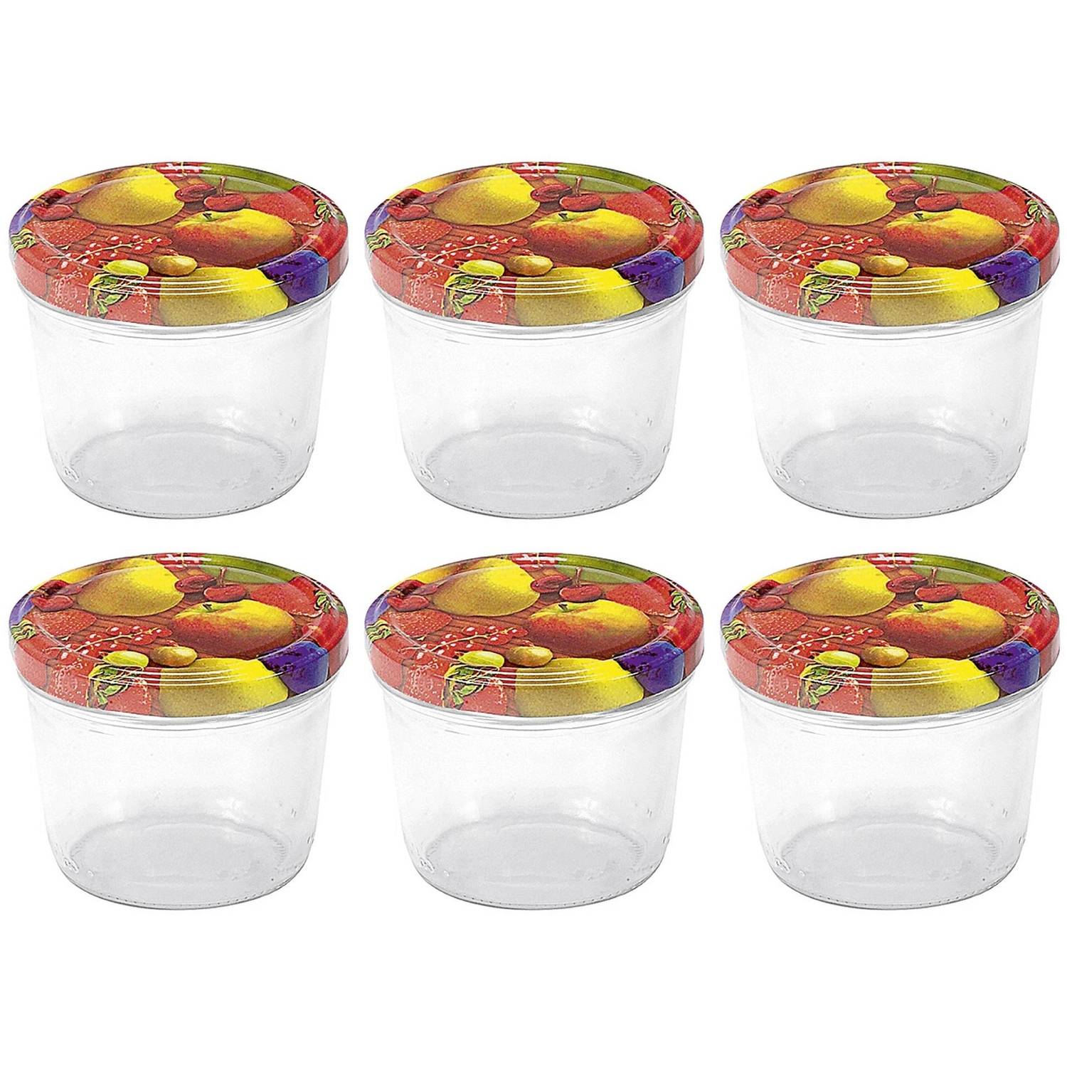 EmSy EMSY Schraubdeckelglas mit 82mm TO-Deckel Obstdekor 230 ml Pack, klar (6er Pack)
