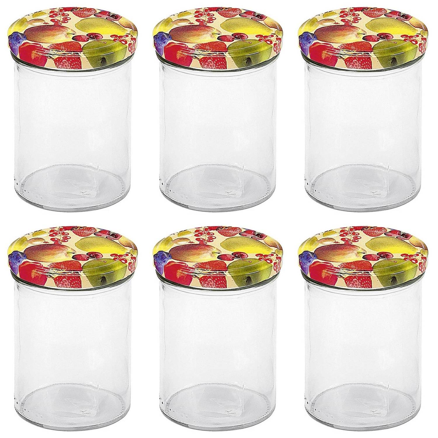 EmSy EMSY Schraubdeckelglas mit 82mm TO-Deckel Obstdekor 440 ml Pack, klar (6er Pack)