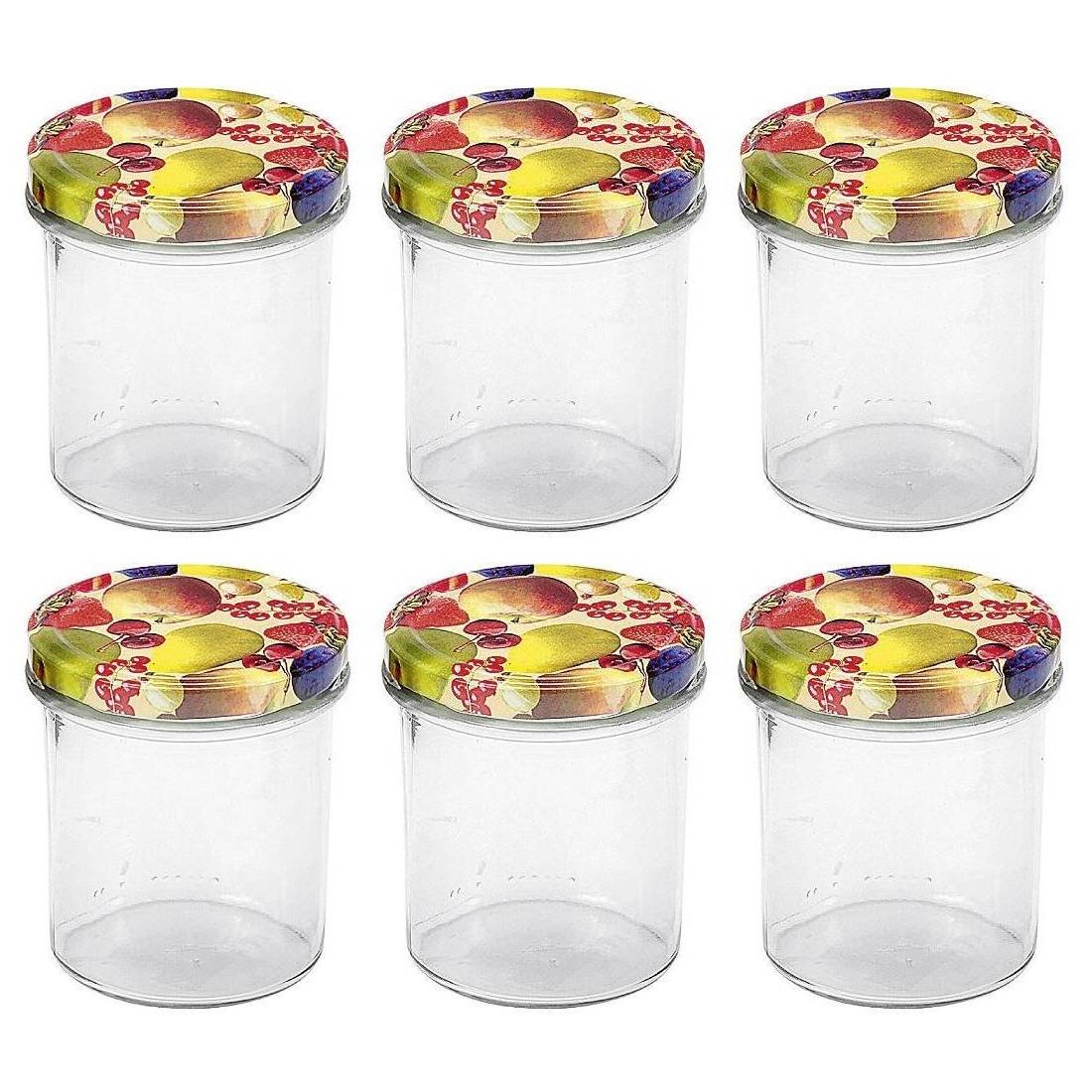 EmSy EMSY Schraubdeckelglas mit 82mm TO-Deckel Obstdekor 350 ml Pack, klar (6er Pack)