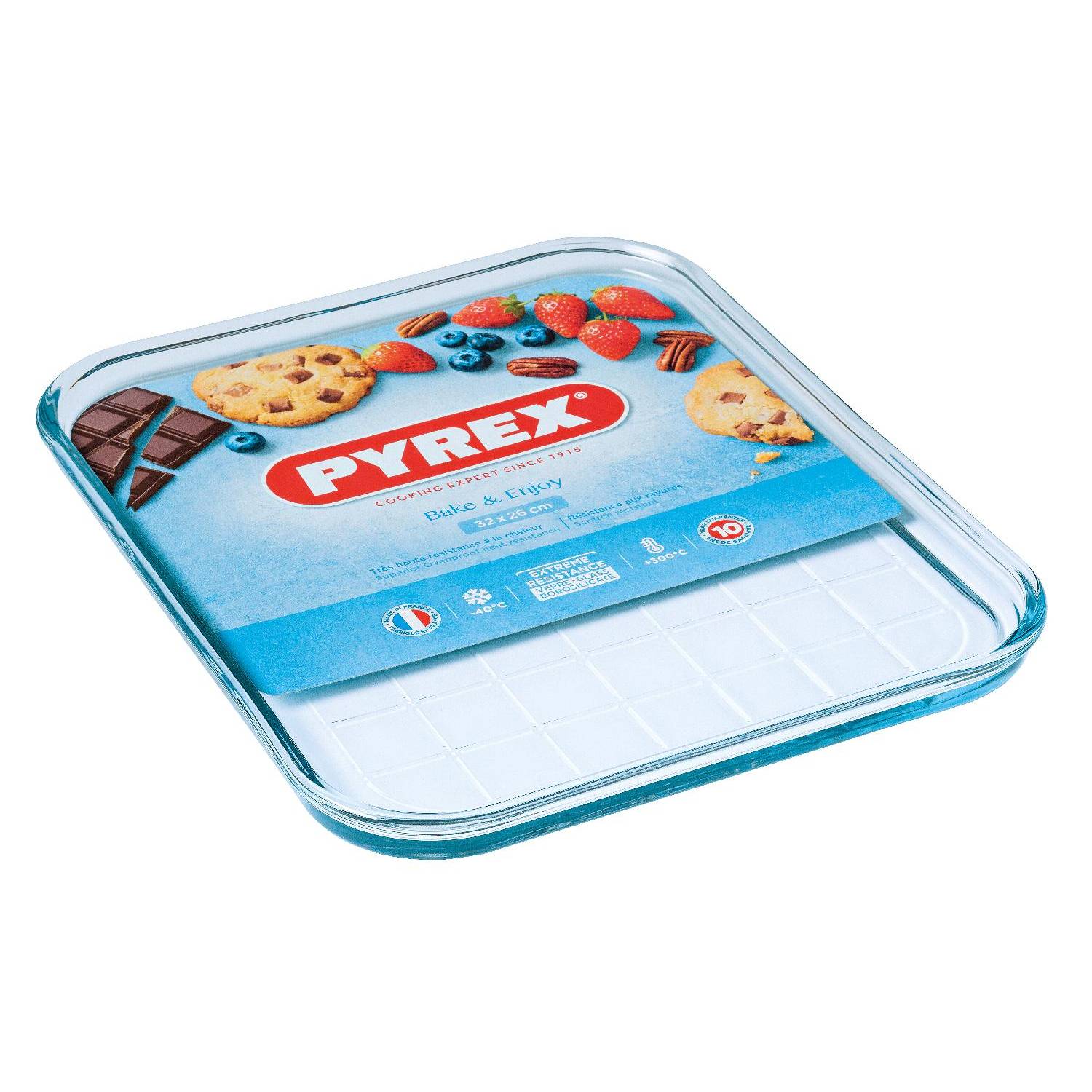 Pyrex Backplatte 32x26x2cm, Borosilikatglas, klar