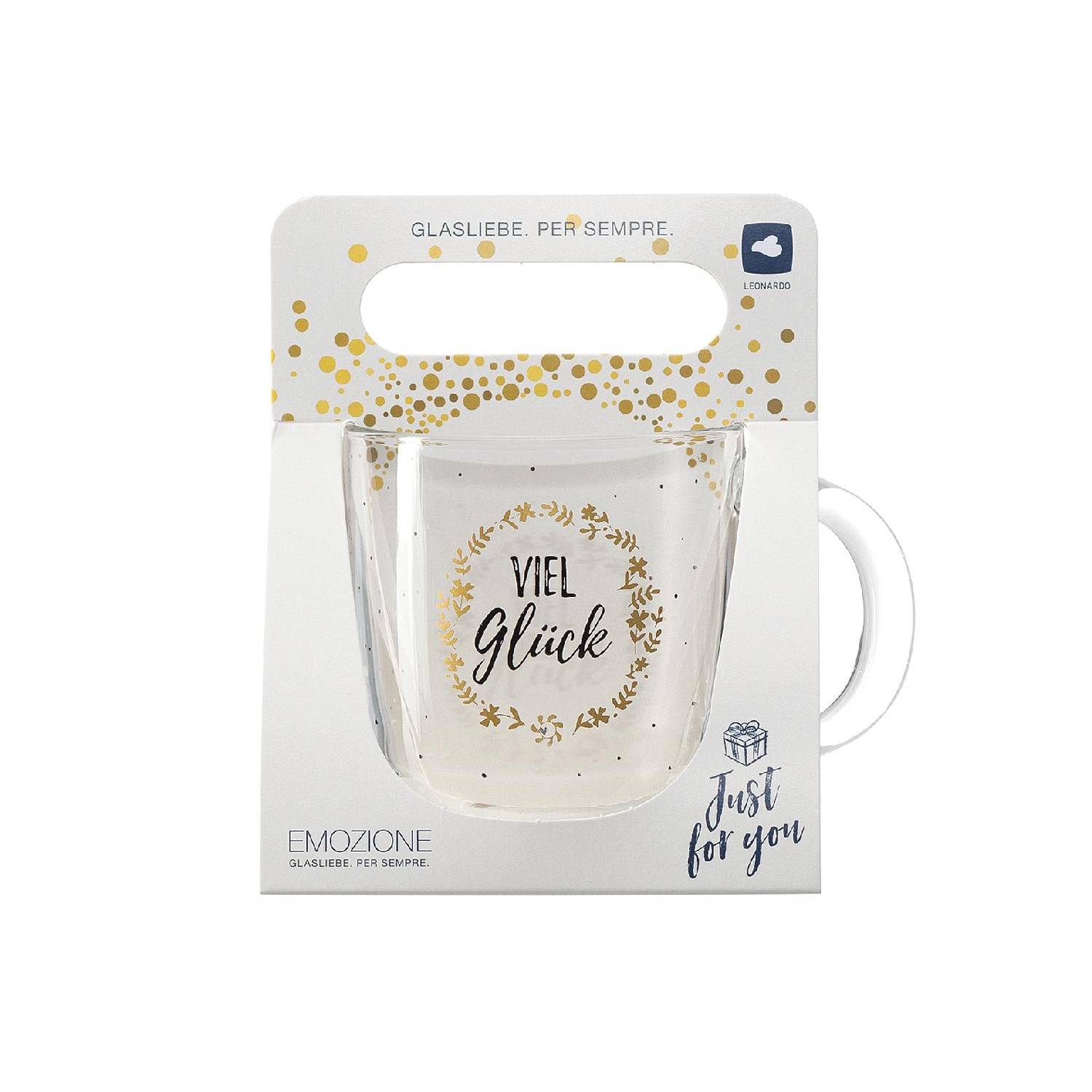 LEONARDO Emozione Tasse Viel Glück 400 ml, Glas, klar