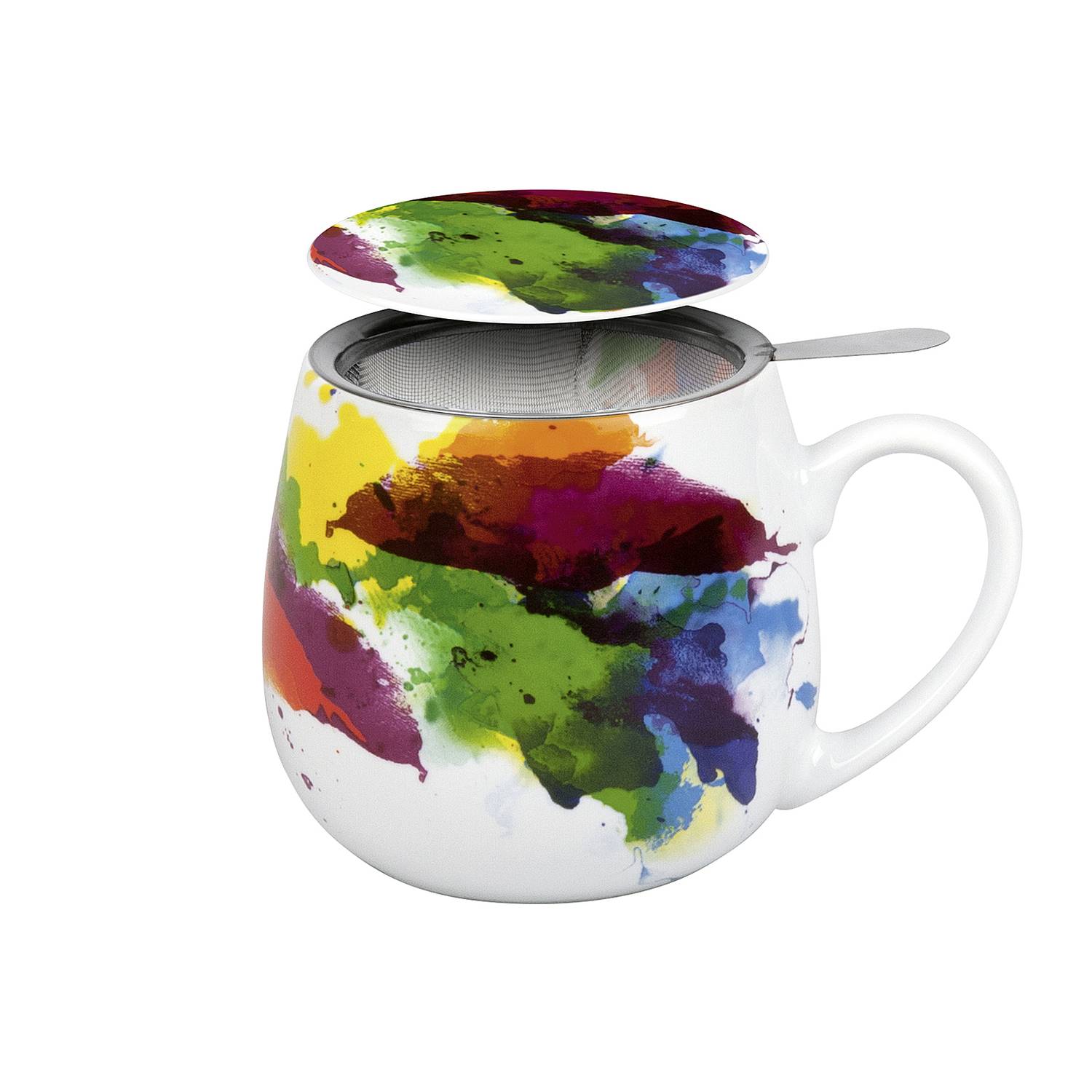 Könitz Kuschelbecher mit Sieb und Deckel On colour - Flow 420ml, bunt