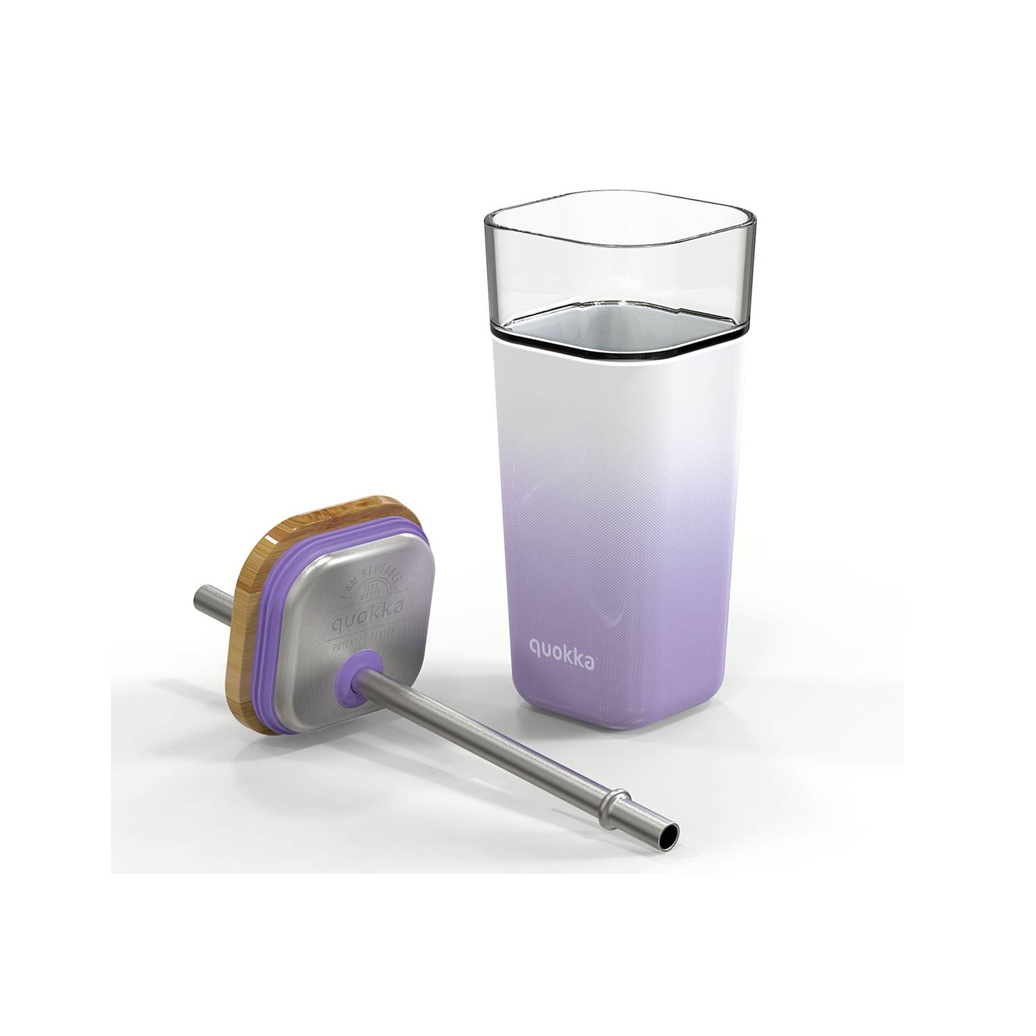 QUOKKA Trinkbecher Cube Lilac Gradient 540 ml, klar/natur