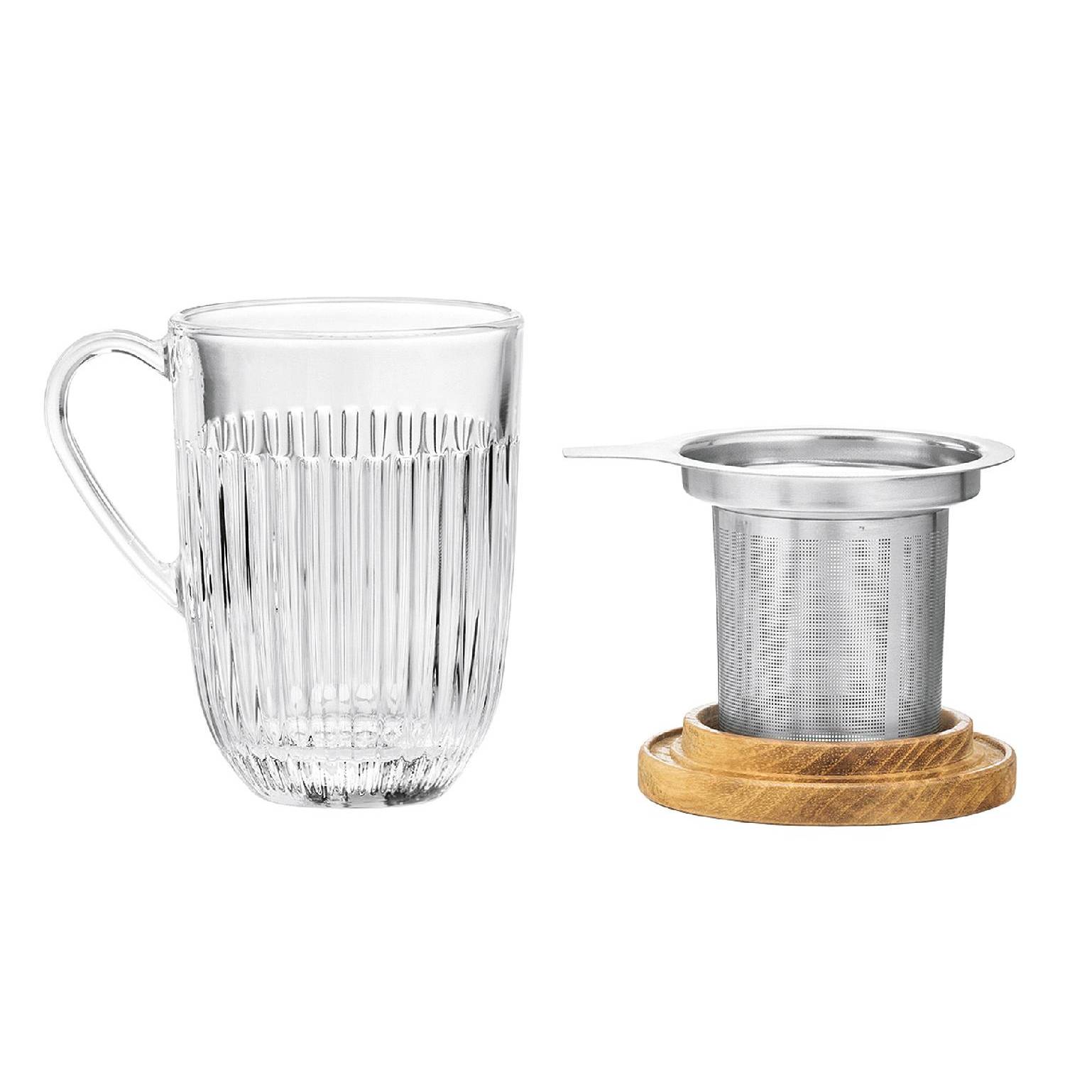 La Rochère Ouessant Teeglas 400ml H:11,7cm Ø8,5cm mit Teesieb und Deckel, klar