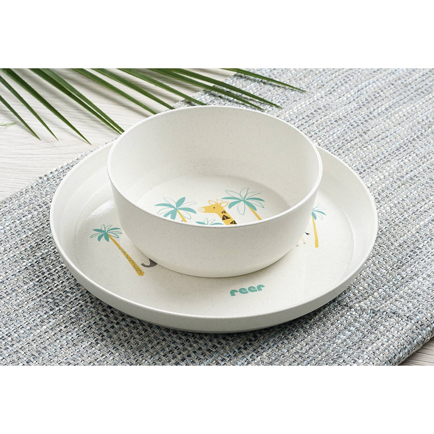 reer Growing Kindergeschirr-Set WildLife, weiß/grün/gelb, 5-teilig (1 Set)