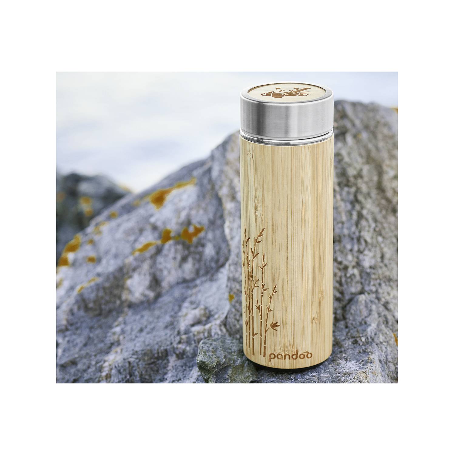 pandoo Bambus Thermobecher 360ml H20cm Ø6,5cm, natur