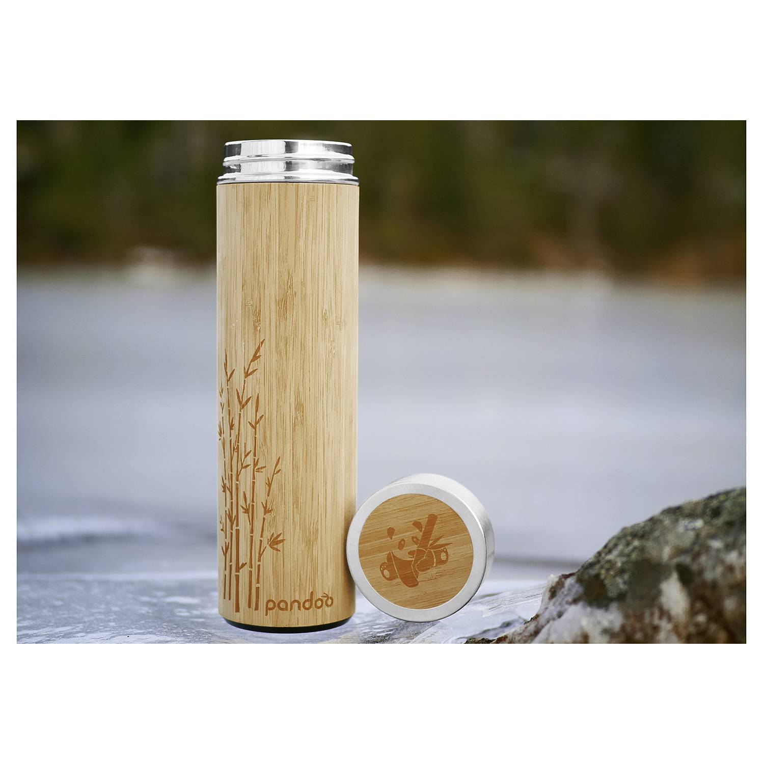 pandoo Bambus Thermobecher 480ml H24,5cm Ø7cm, natur