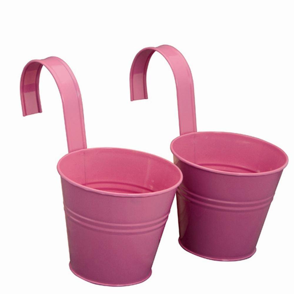 Siena Garden Blumentopf mit Halter, Zinkblech, pink (2er Pack)
