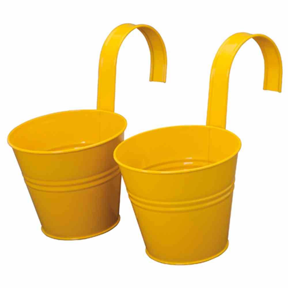 Siena Garden Blumentopf mit Halter, Zinkblech, gelb (2er Pack)