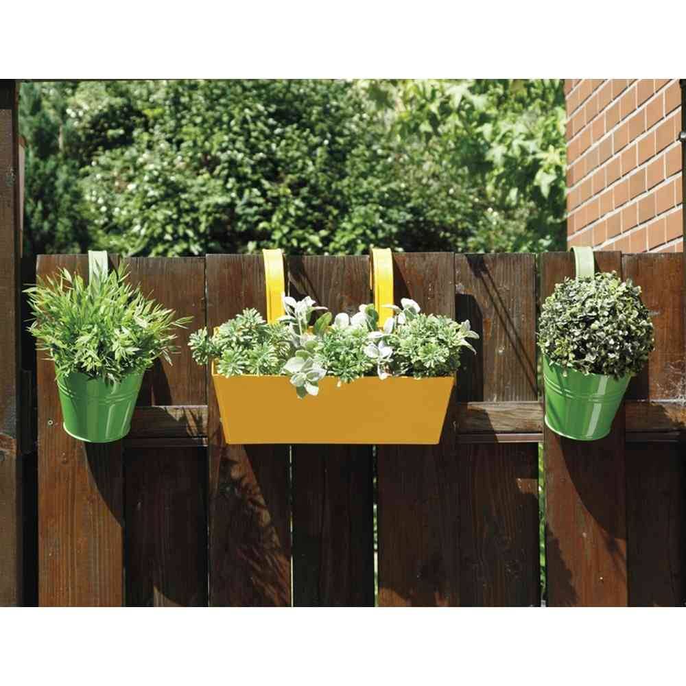 Siena Garden Blumentopf mit Halter, Zinkblech, grün (2er Pack)