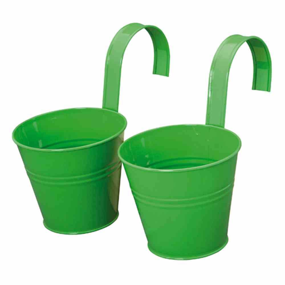 Siena Garden Blumentopf mit Halter, Zinkblech, grün (2er Pack)
