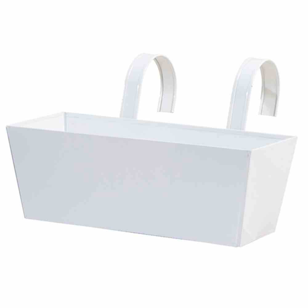 Siena Garden Blumenkasten eckig, mit Halter, Zinkblech, weiß