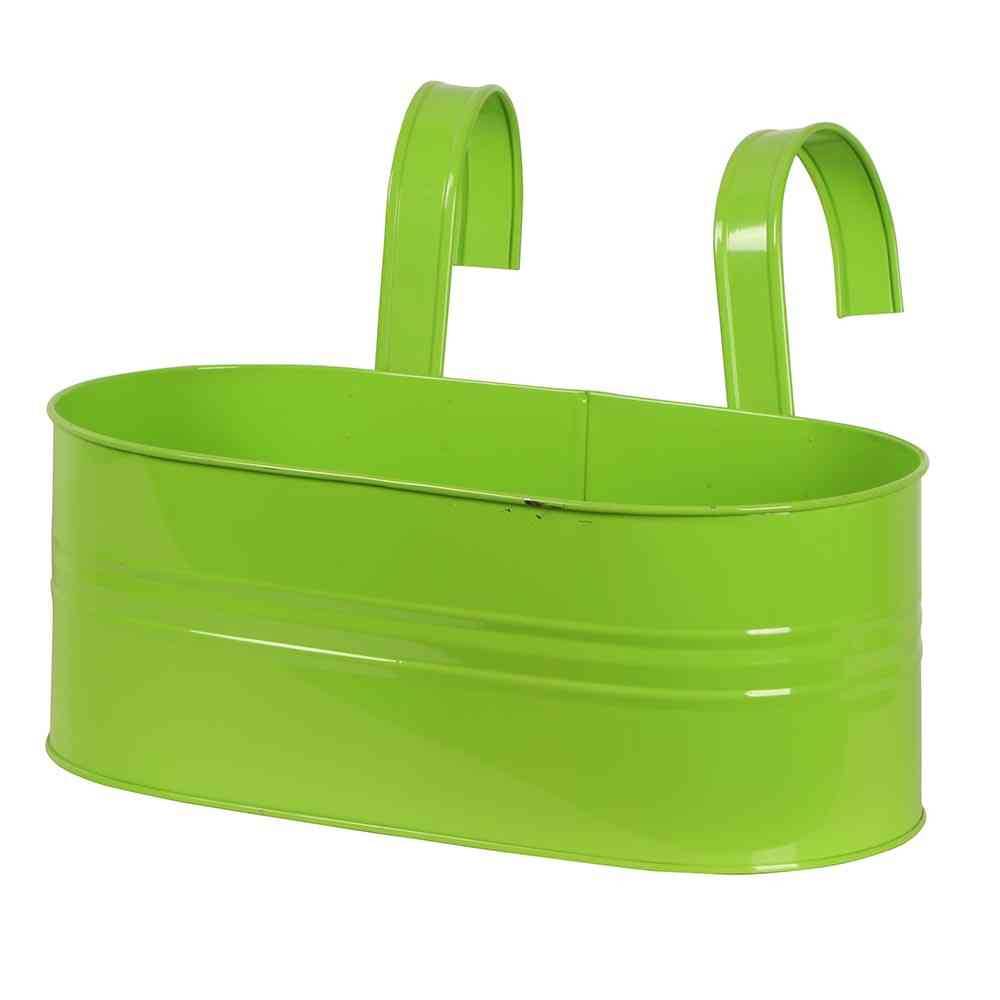 Siena Garden Blumenkasten oval grün inkl. Halter, Zinkblech, grün